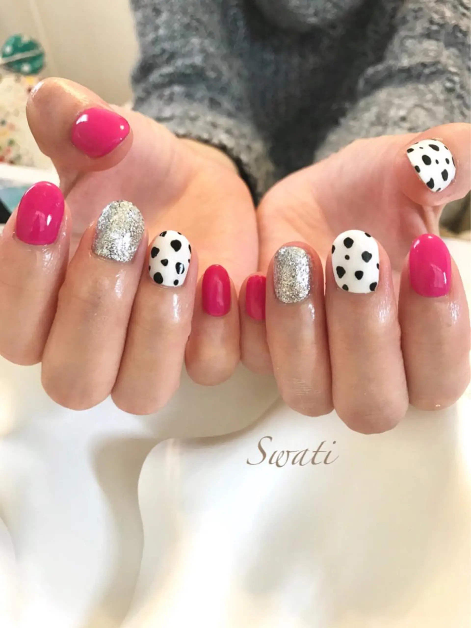 ネイル アニマル柄 アートネイル オフィスネイル ピンク シンプルネイル yuko （ネイリスト）のネイルデザイン