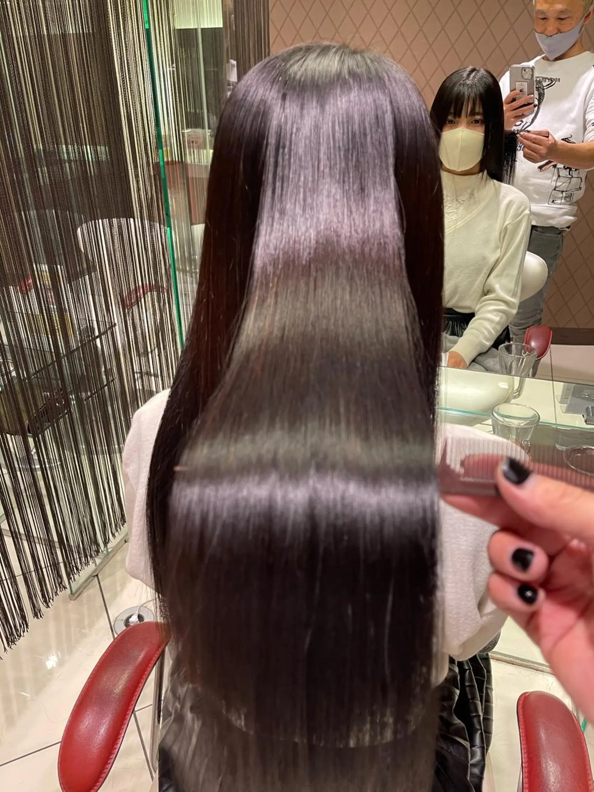 ロング くせ毛 学生 髪質改善 レイヤーカット 縮毛矯正 縮毛矯正 トリートメント 圧倒的美髪ストレート ツダケイタロウのヘアスタイル