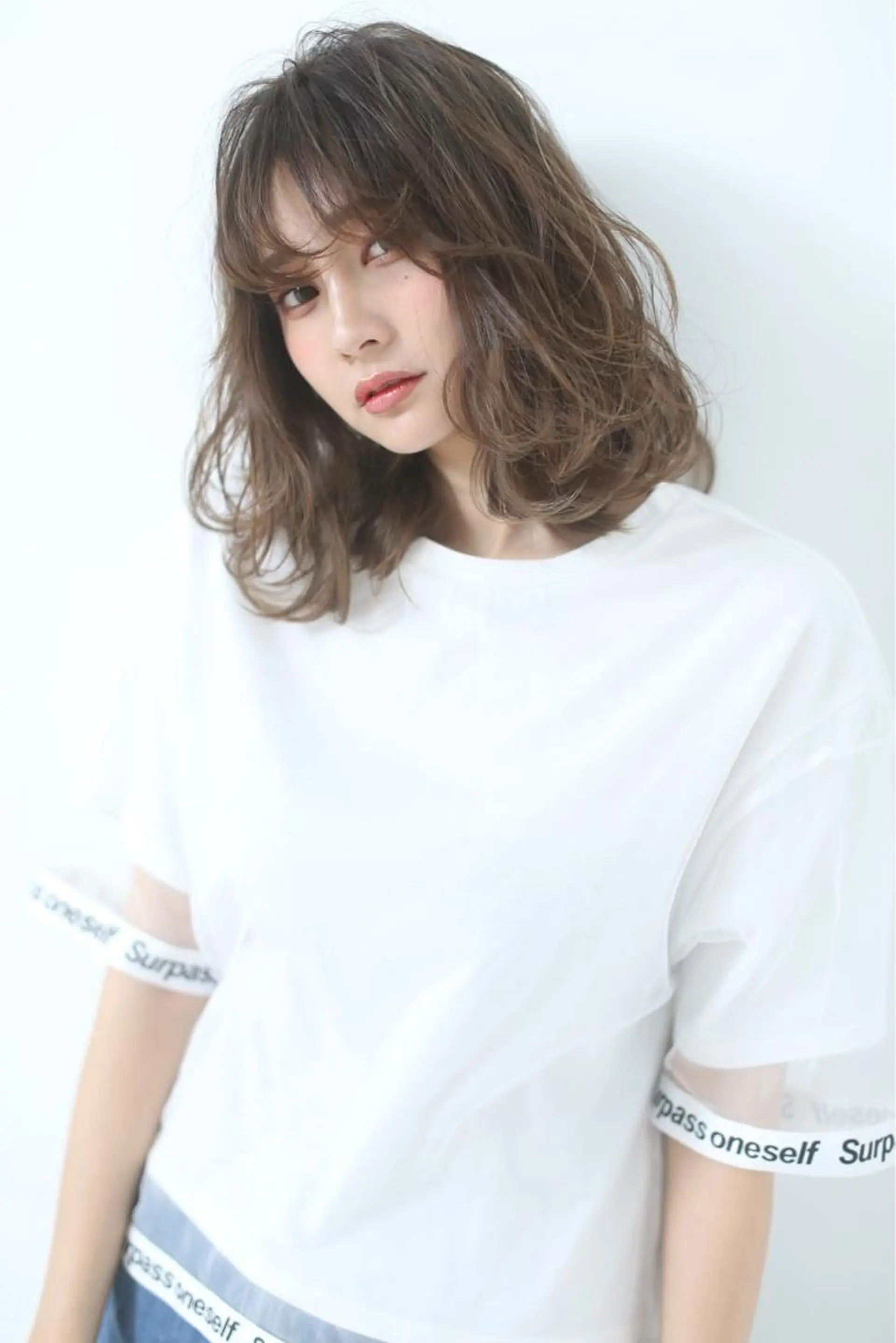 セミロング カラー パーマ アッシュ Lee 甲子園のヘアスタイル