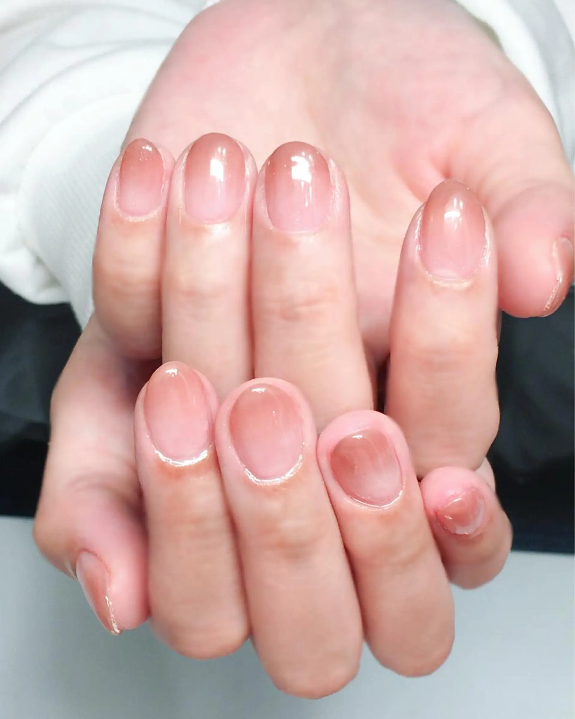 ネイル ブラウン ジェルネイル グラデーション オフィスネイル ピンク Nyanco Nailのネイルデザイン