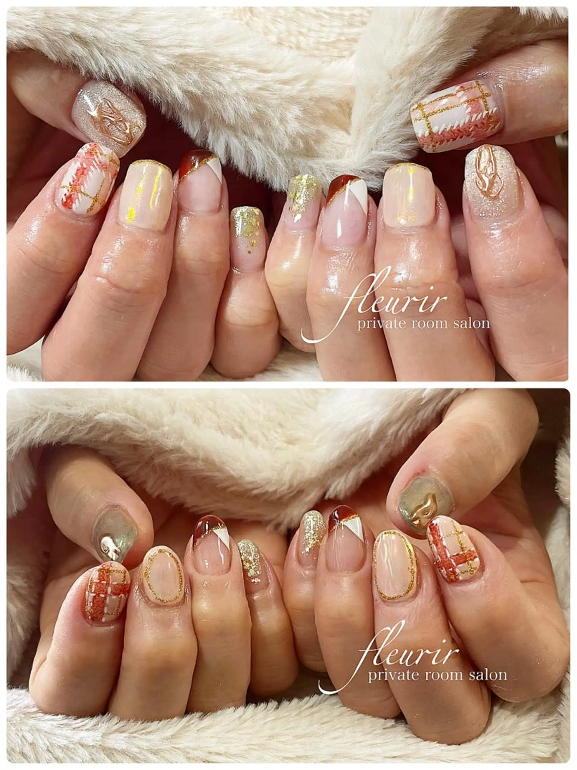 ネイル アートネイル オーロラネイル 長さ出し フレンチネイル ジェルネイル フルリール 【プライベートサロンのネイルデザイン