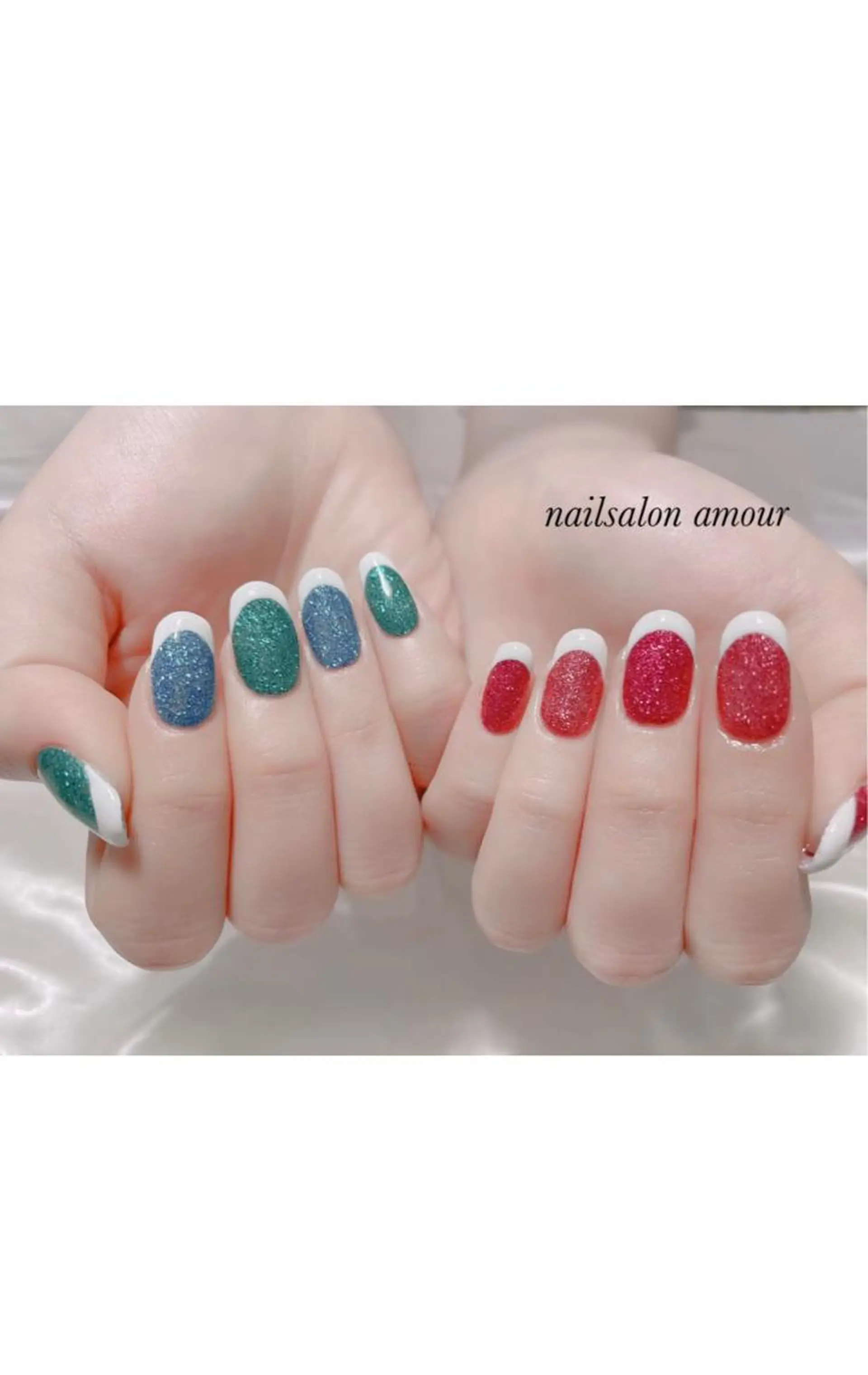 ネイル フレンチネイル キラキラネイル ラメ(グリッター) nailsalon ♡amour♡のネイルデザイン