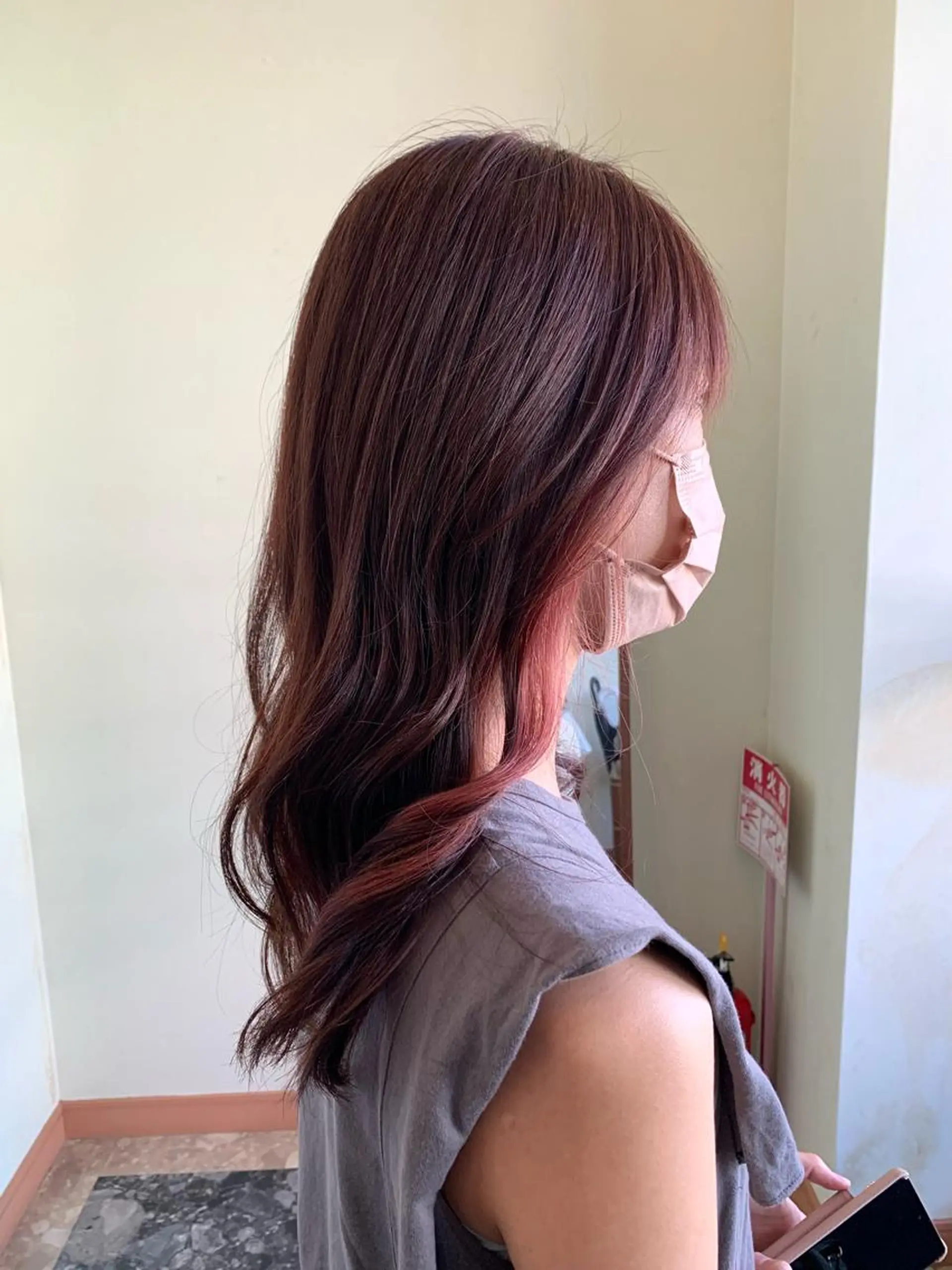 セミロング カラー ピンクカラー ヘアカラー トリートメント yuri🌼 NUMBER 天王寺のヘアスタイル