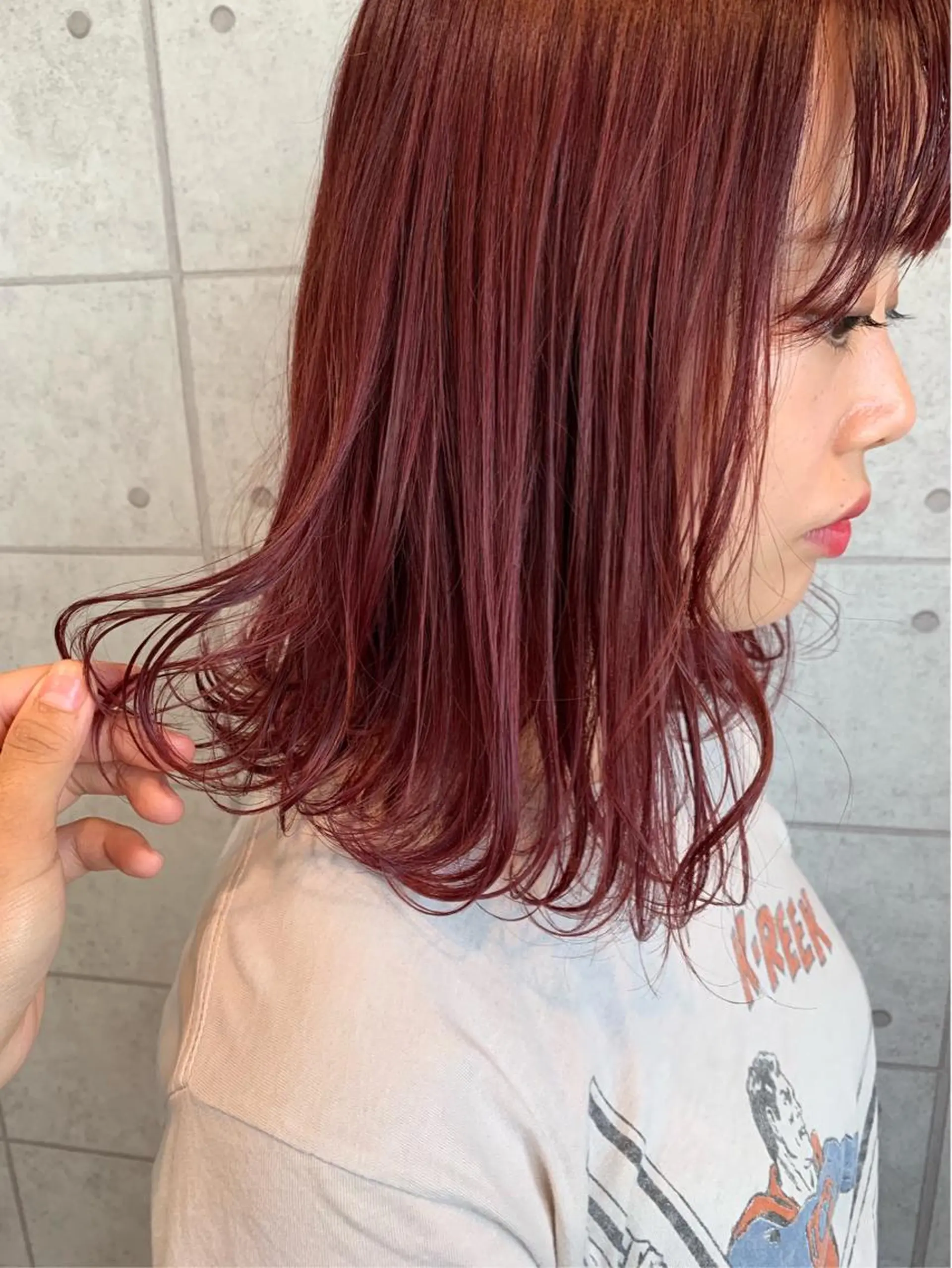 セミロング カラー ヘアアレンジ ピンクカラー 🌿‬ ܸAir 透明感🌱西村知佳のヘアスタイル