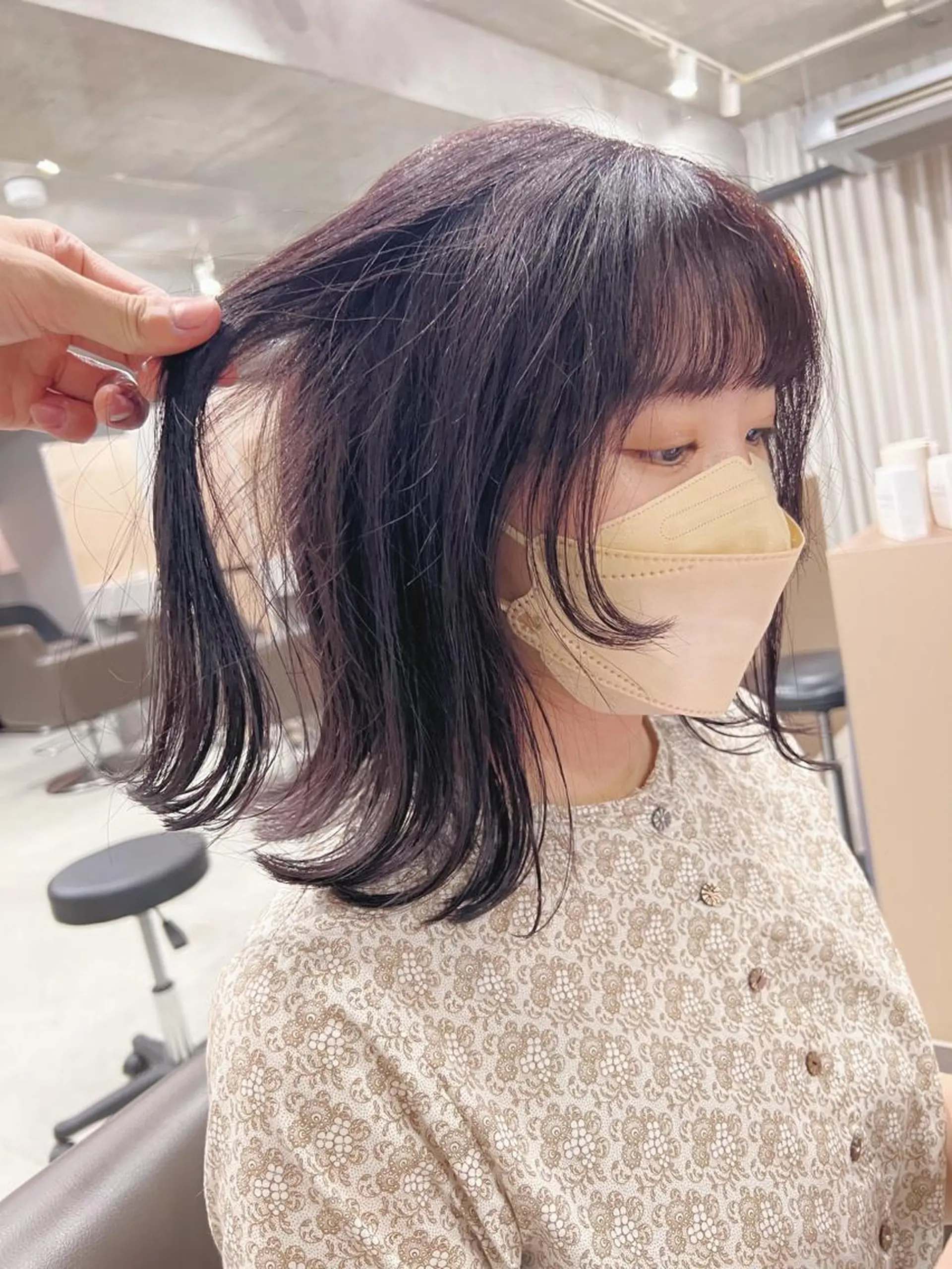 ミディアム カラー ボブパーマコテ巻き風 パーマNo1深江秀平のヘアスタイル