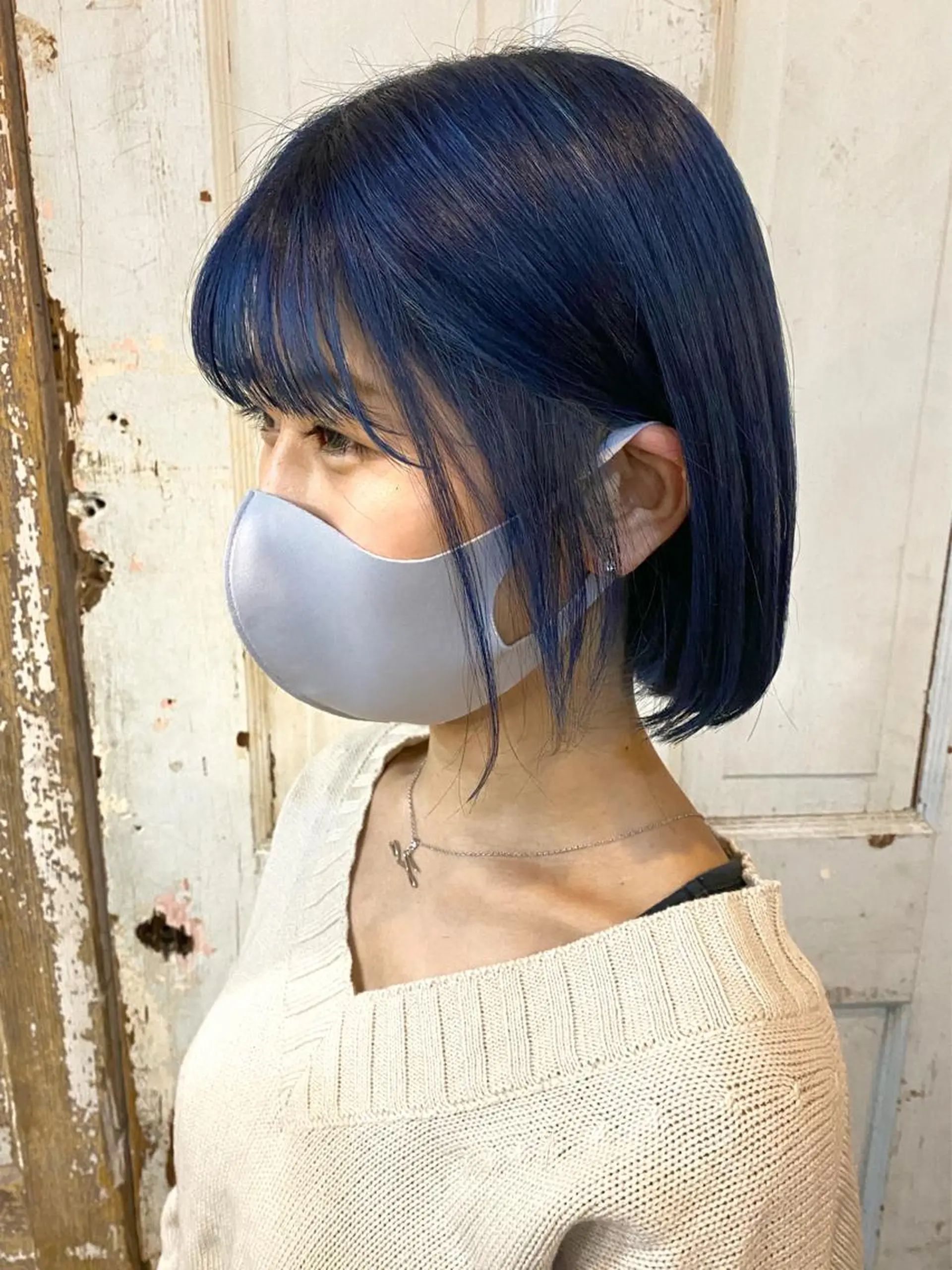 ミディアム カラー ブルーカラー ネイビーカラー ヨシンモリ 韓国風ヘア clomus所属・YUKA艶髪 🌸寛ぎ部屋のヘアスタイル