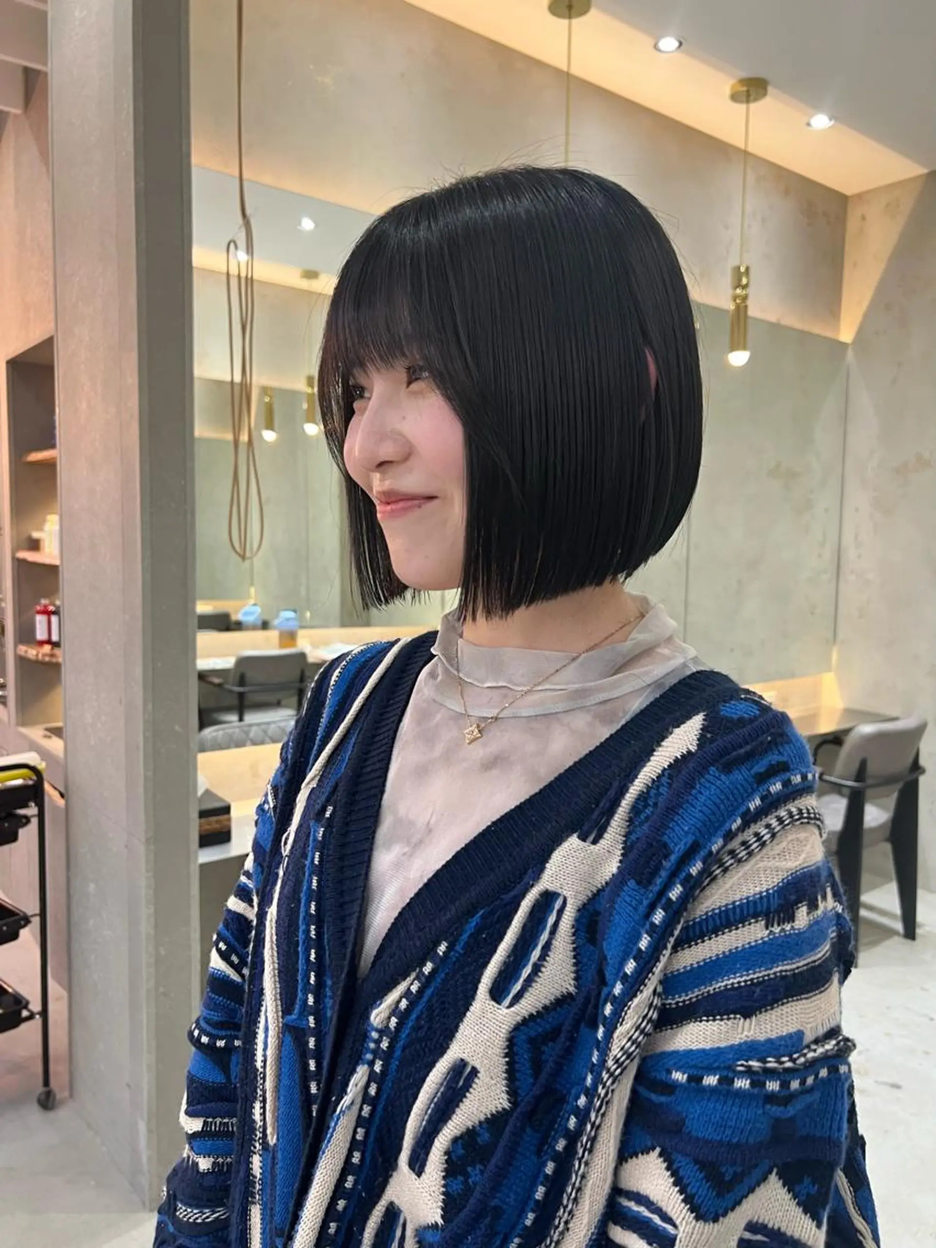 ショート カット 縮毛矯正 トリートメント ヘアセット ボブ×縮毛矯正× 髪質改善/三ツ木一生のヘアスタイル