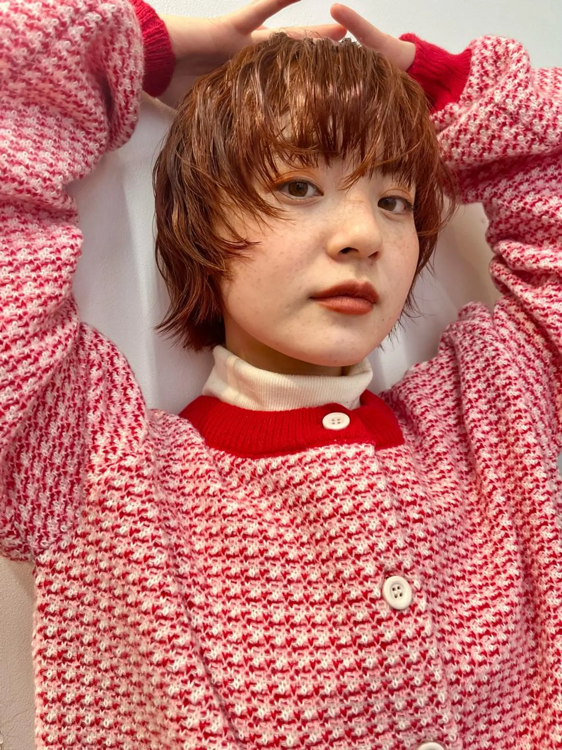 ショート カラー カコ/レイヤーカット ヘアアレンジのヘアスタイル