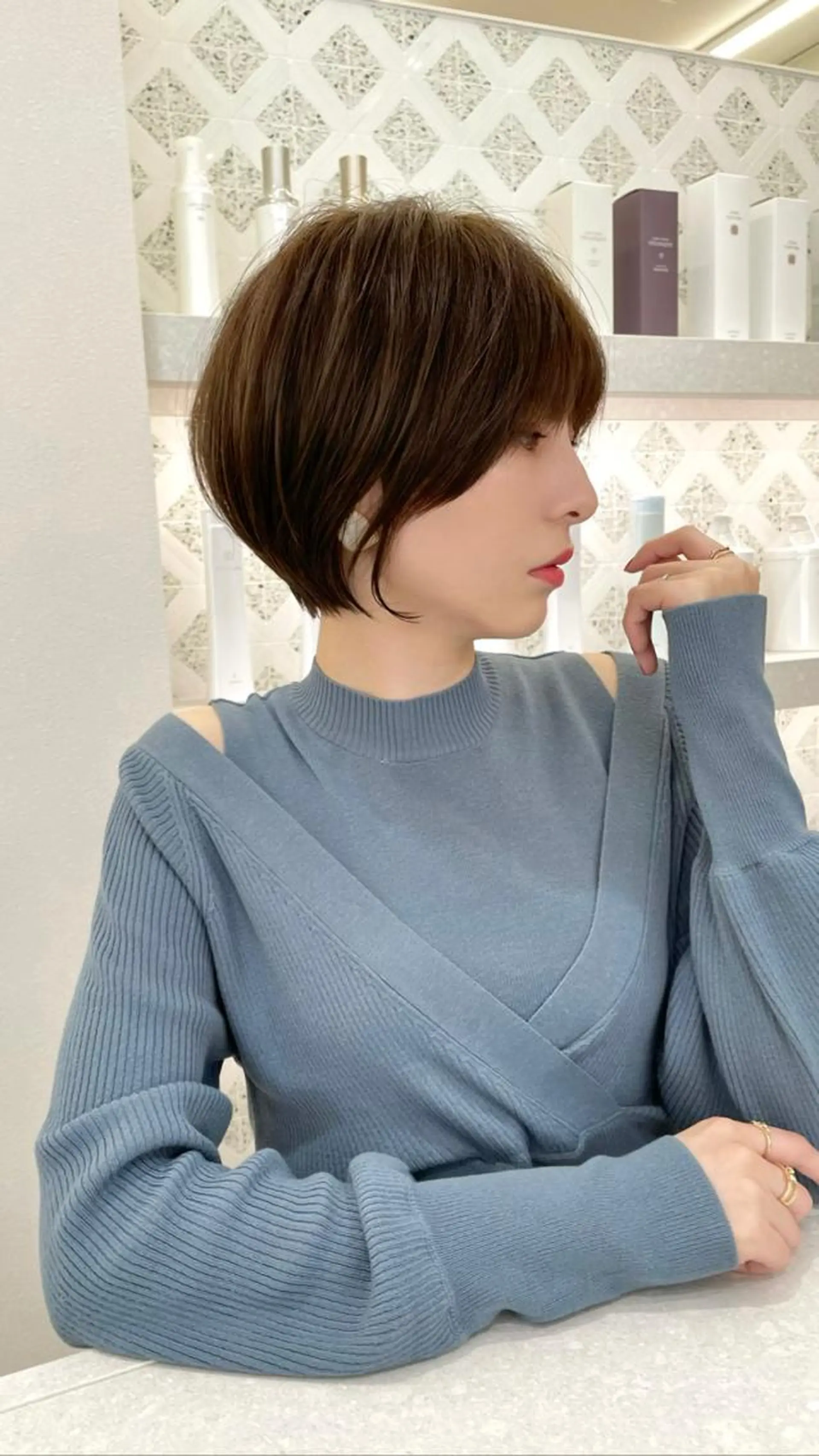 ショート カラー ショートボブ ショートレイヤー ハンサムショート 丸みショート ボブ カット ヘアカラー トリートメント ヘッドスパ 木原良 (キハラ リョウ)のヘアスタイル