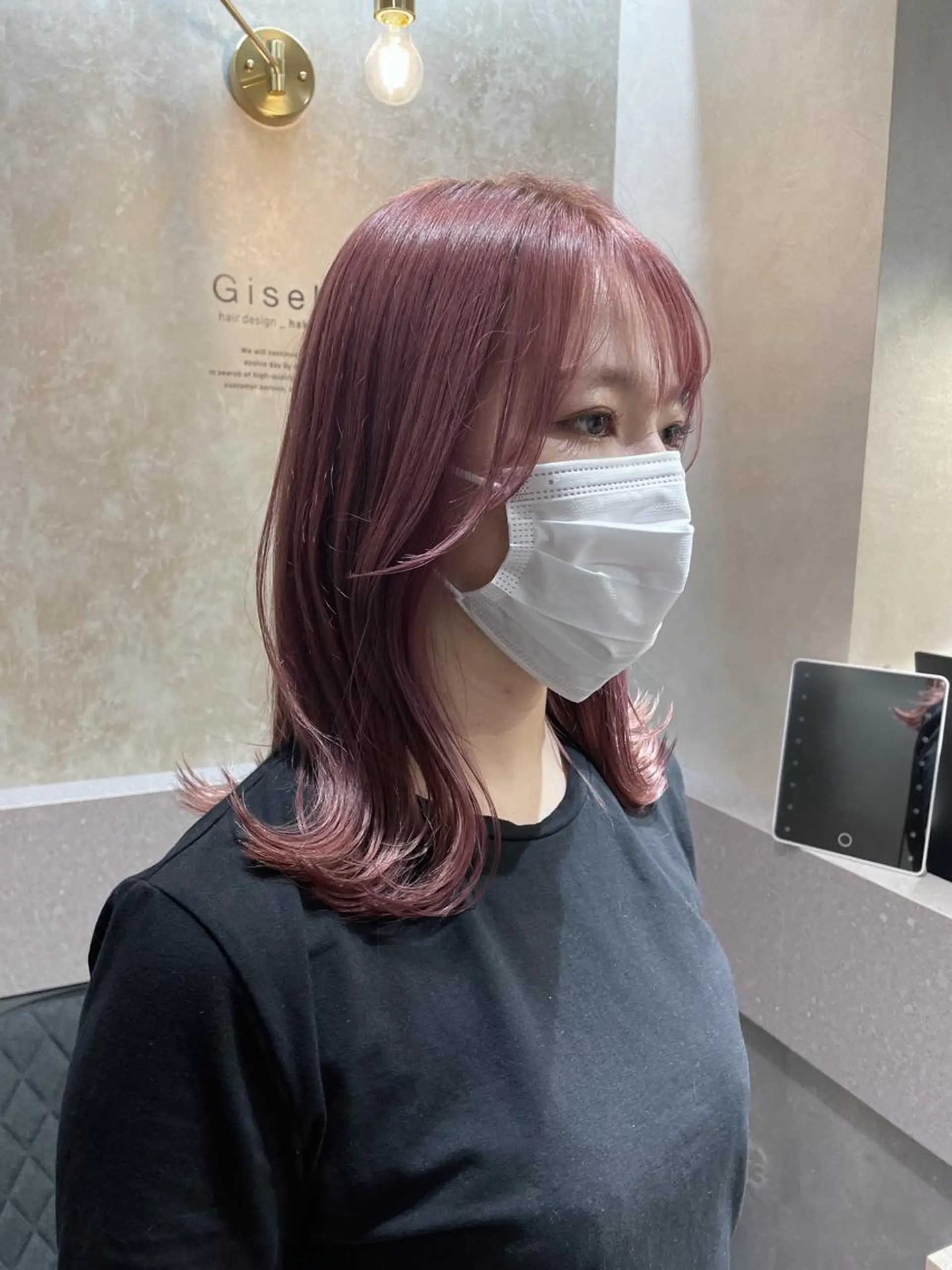 セミロング カラー ベージュカラー ブリーチ ピンクカラー ピンクベージュ _WHITE 天神店 YUMEKA🐻のヘアスタイル