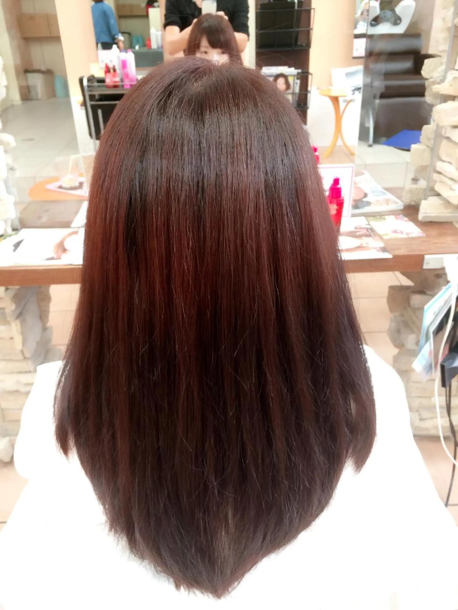 ミディアム セミロング ロング カラー ボルドーカラー トリートメント カラー/髪質改善スペ シャリスト宮本 伸一のヘアスタイル