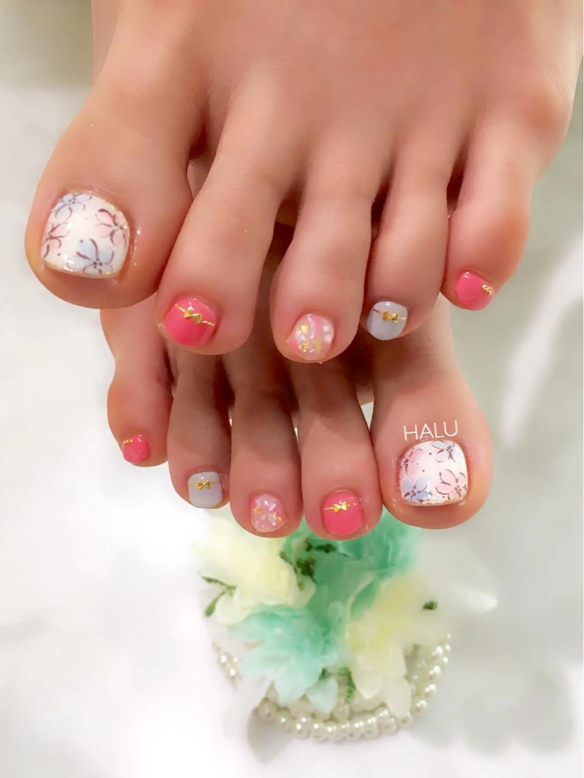 ネイル アートネイル 持ち込み 春ネイル HALU ハルのネイルデザイン