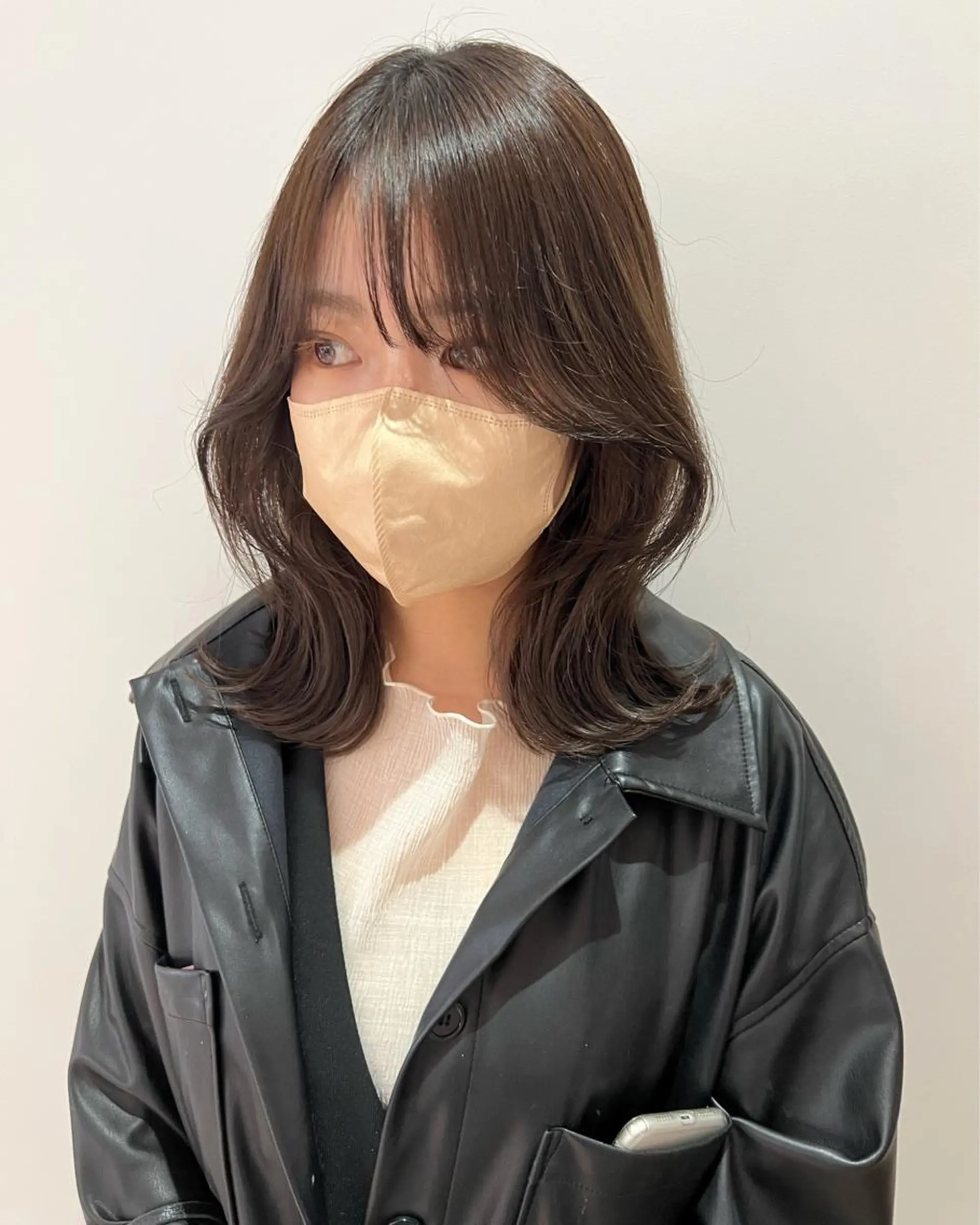 ミディアム カラー くびれヘア 顔まわりレイヤー 韓国風ヘア レイヤーカット カット ヘアカラー MARU レイヤー/パーマのヘアスタイル