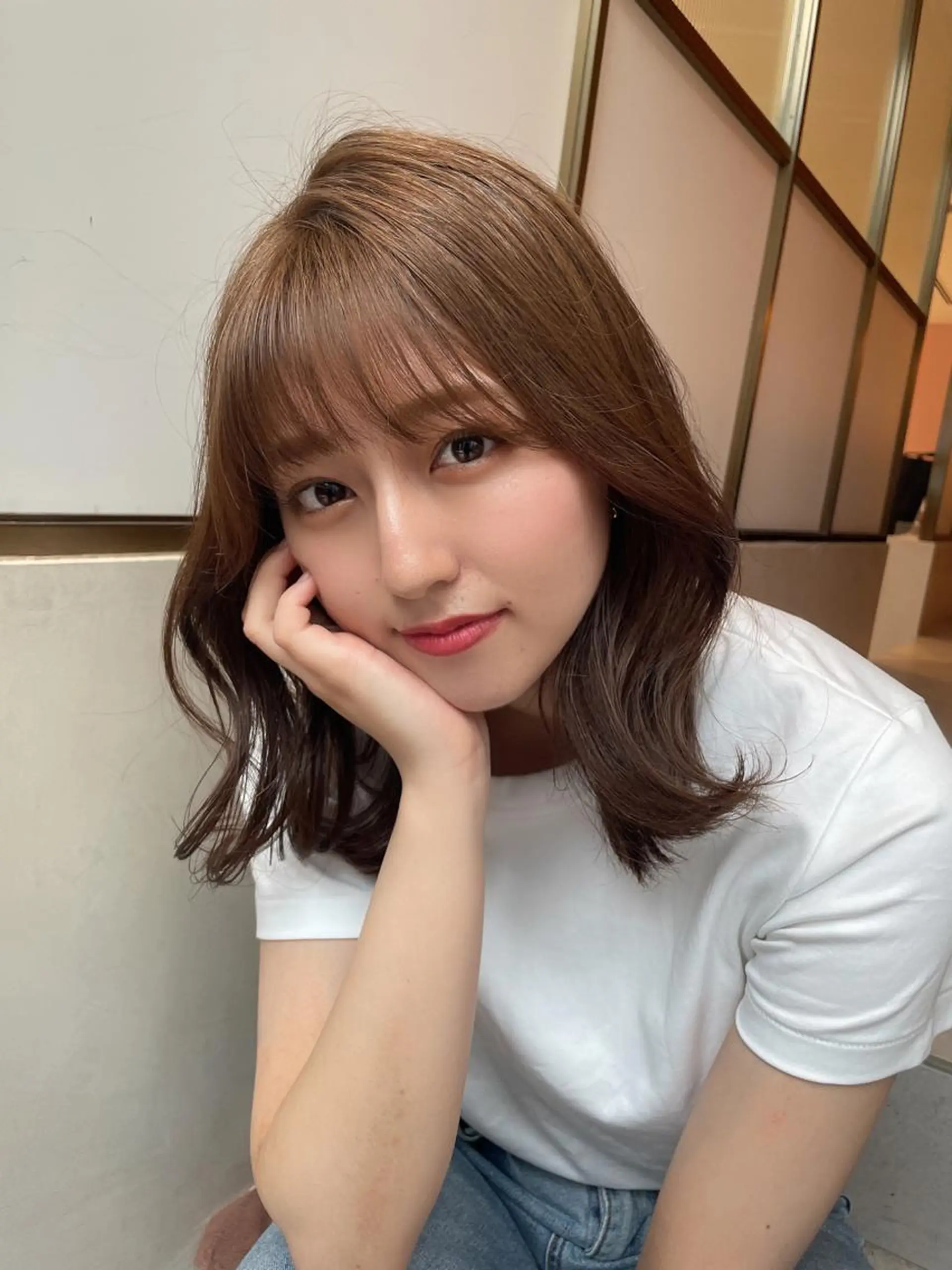 ミディアム レイヤーカット Toiro所属・🤎小顔レイヤー /ベージュ🤎友香のヘアスタイル