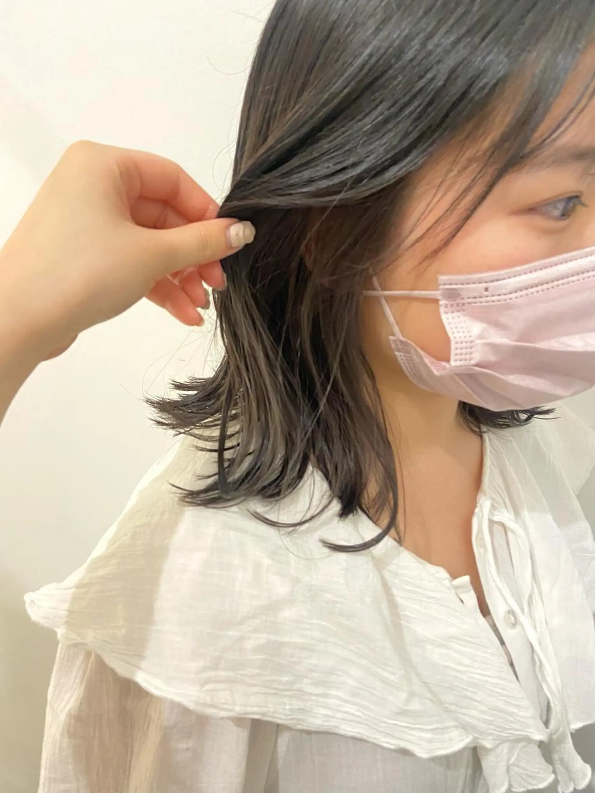 ミディアム カラー ブリーチ グレージュ インナーカラー ミント カット ヘアカラー 🫧 nanaco🫧のヘアスタイル