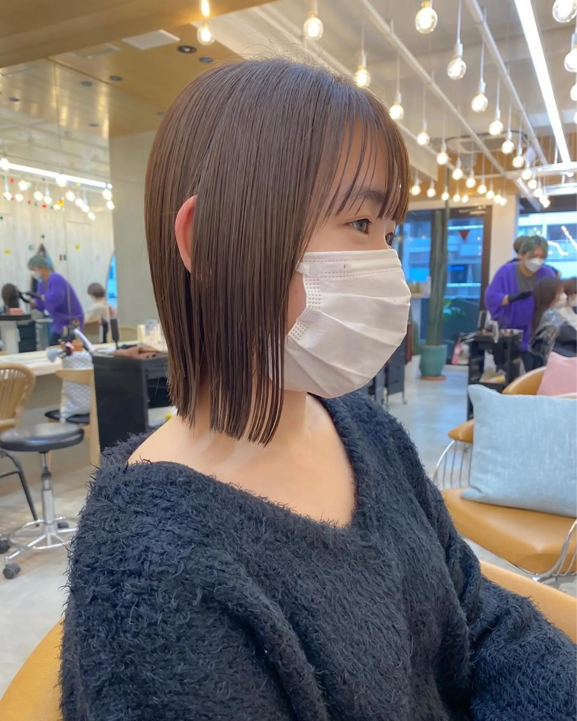 ミディアム カラー 切りっぱなしボブ ボブ ♥️ボブ韓国風ヘア ♥️久保田夢美のヘアスタイル