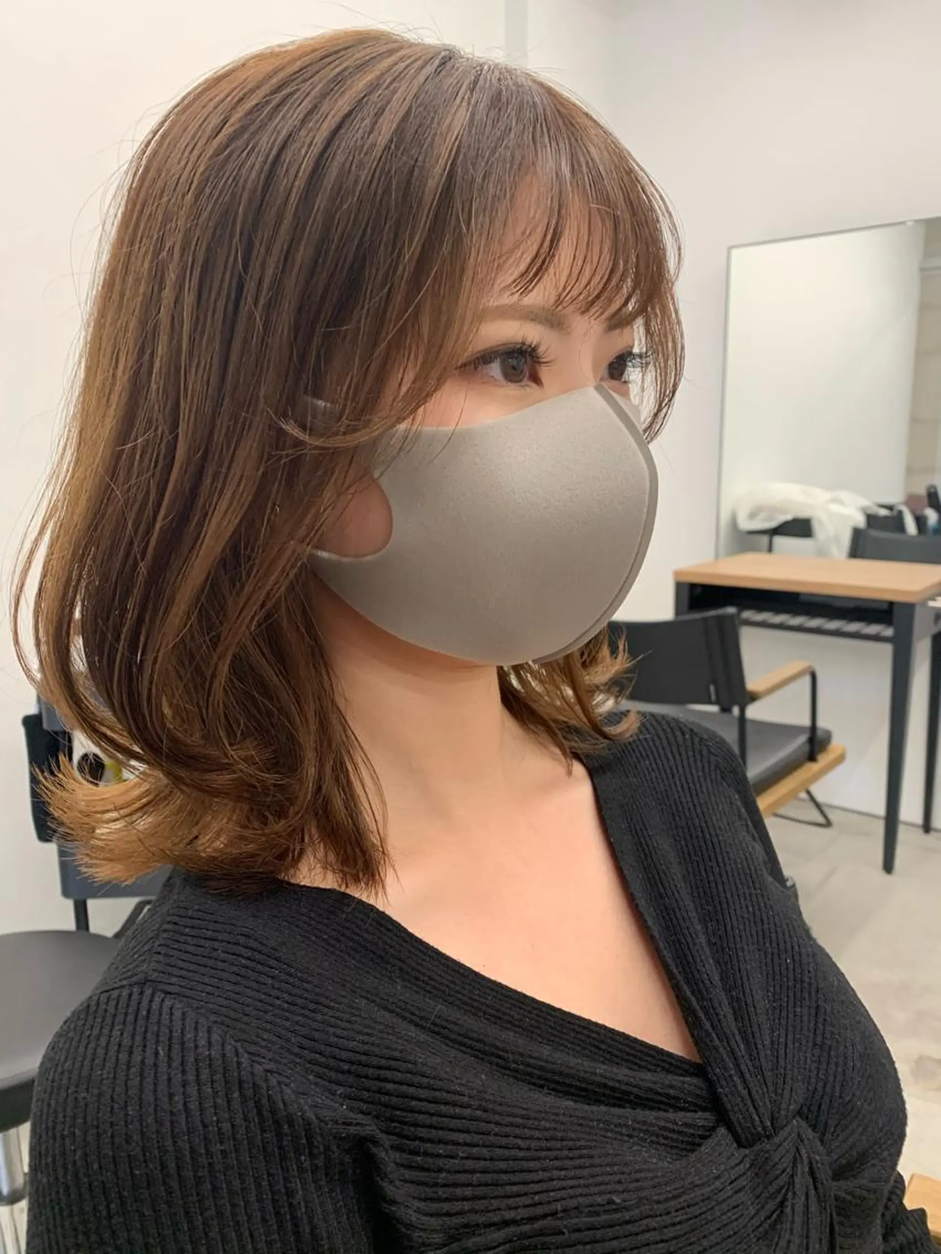 ミディアム カラー 透明感/オリーブ/ グレージュ/YUKAのヘアスタイル