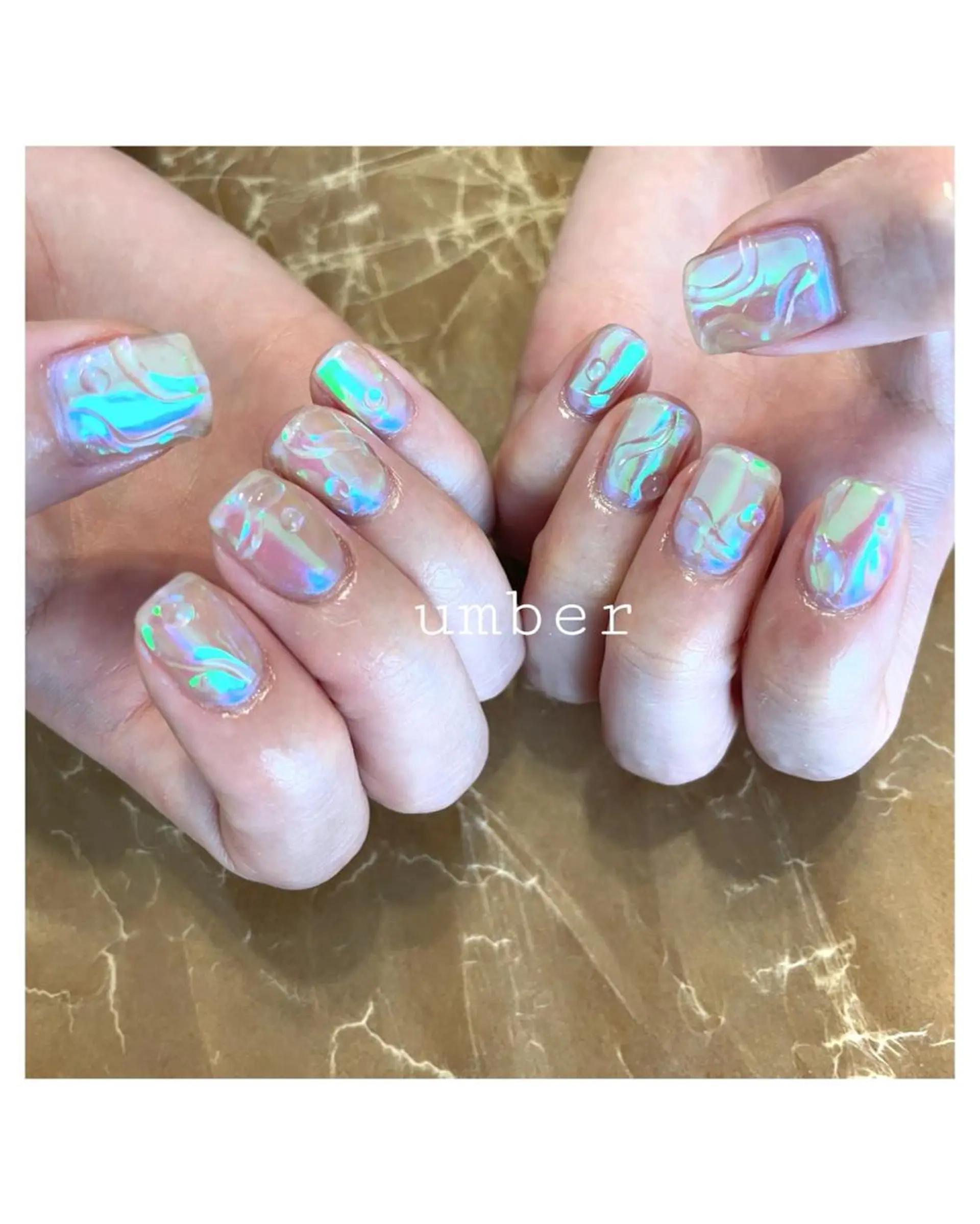 ネイル クリアネイル フラッシュネイル フットネイル フレンチネイル 氷ネイル・うるうるネイル ハンドネイル umber 三茶1分のネイルデザイン