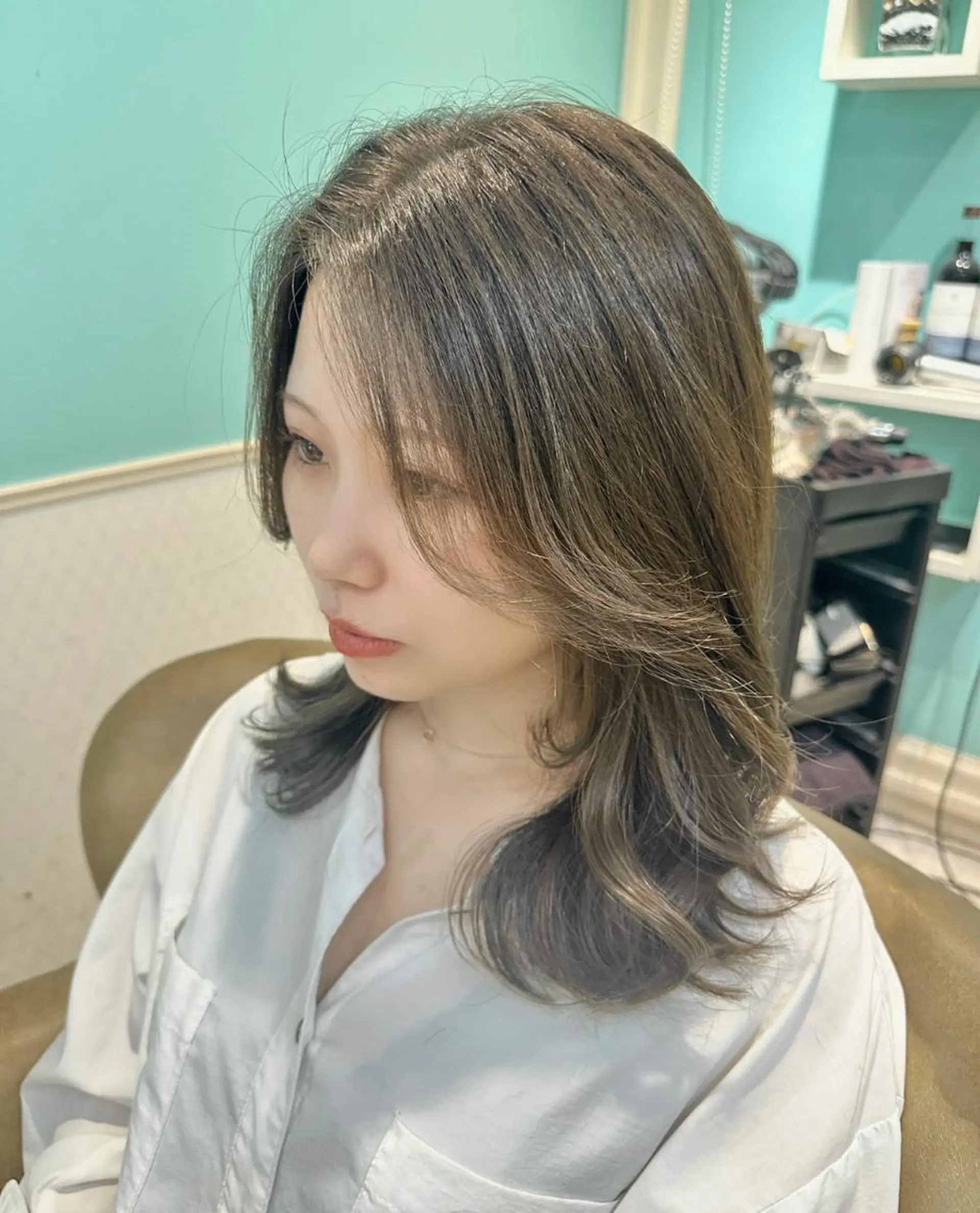 セミロング ヘアカラー トリートメント ヘアセット 銀座副店長/レイヤー /韓国ヘア/髪質改善のヘアスタイル