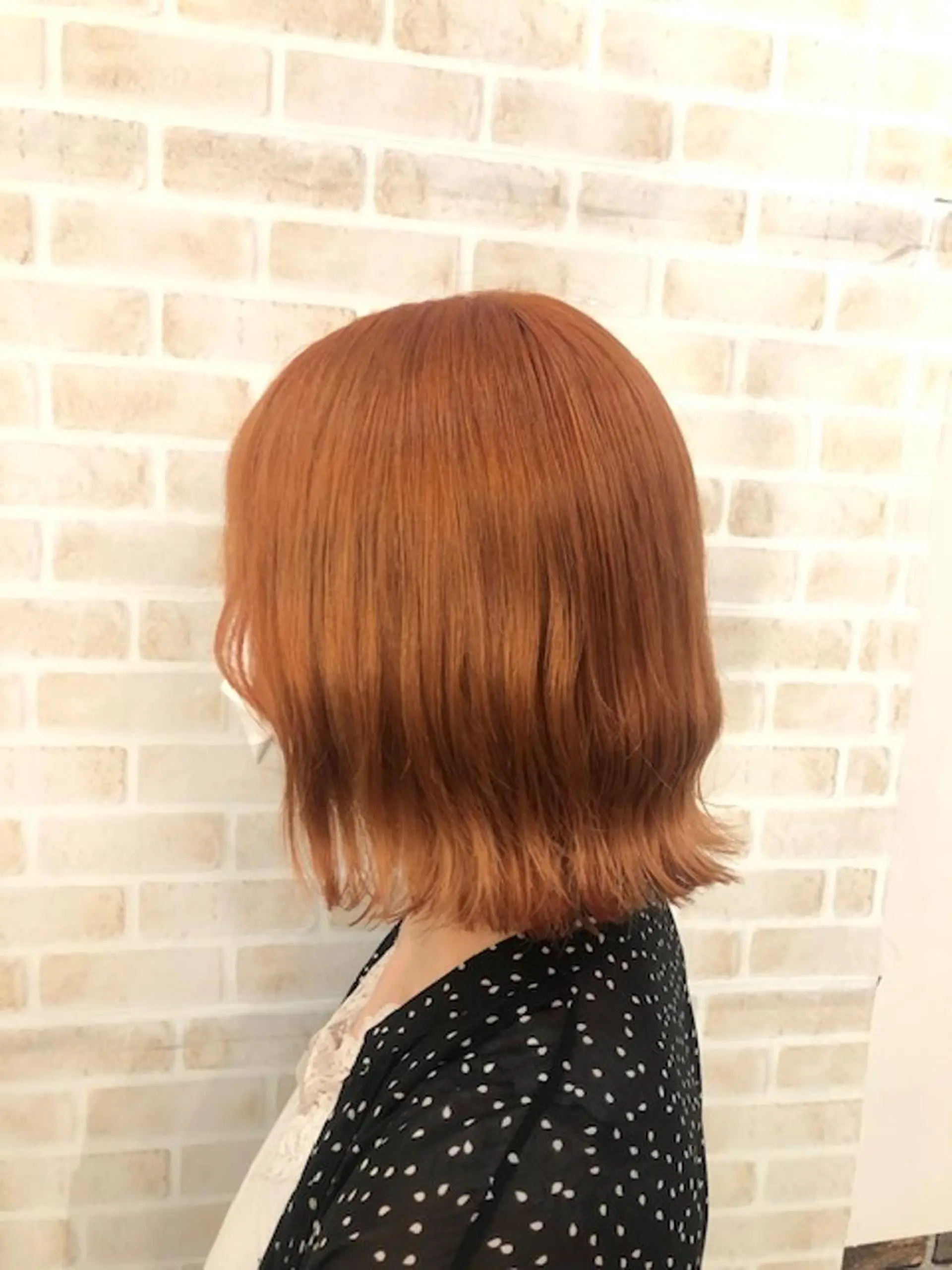 ミディアム カラー ベージュカラー オレンジ オレンジベージュ カット ヘアカラー トリートメント 東中野🥇美容室 FLOW東中野店のヘアスタイル
