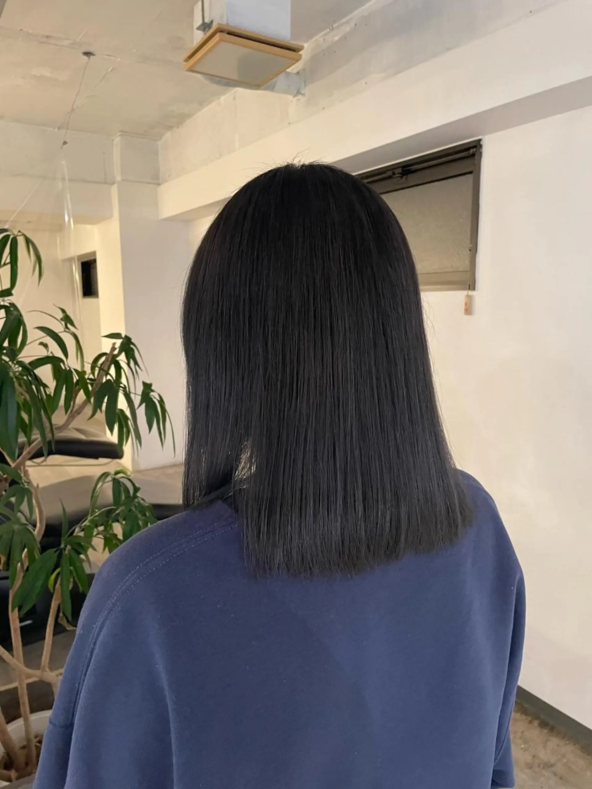 ミディアム カラー アッシュ 黒髪 ブルーカラー ブルーブラック 髪質改善 ヘアカラー トリートメント 暖色カラー🍒 ケアブリーチ/akiのヘアスタイル