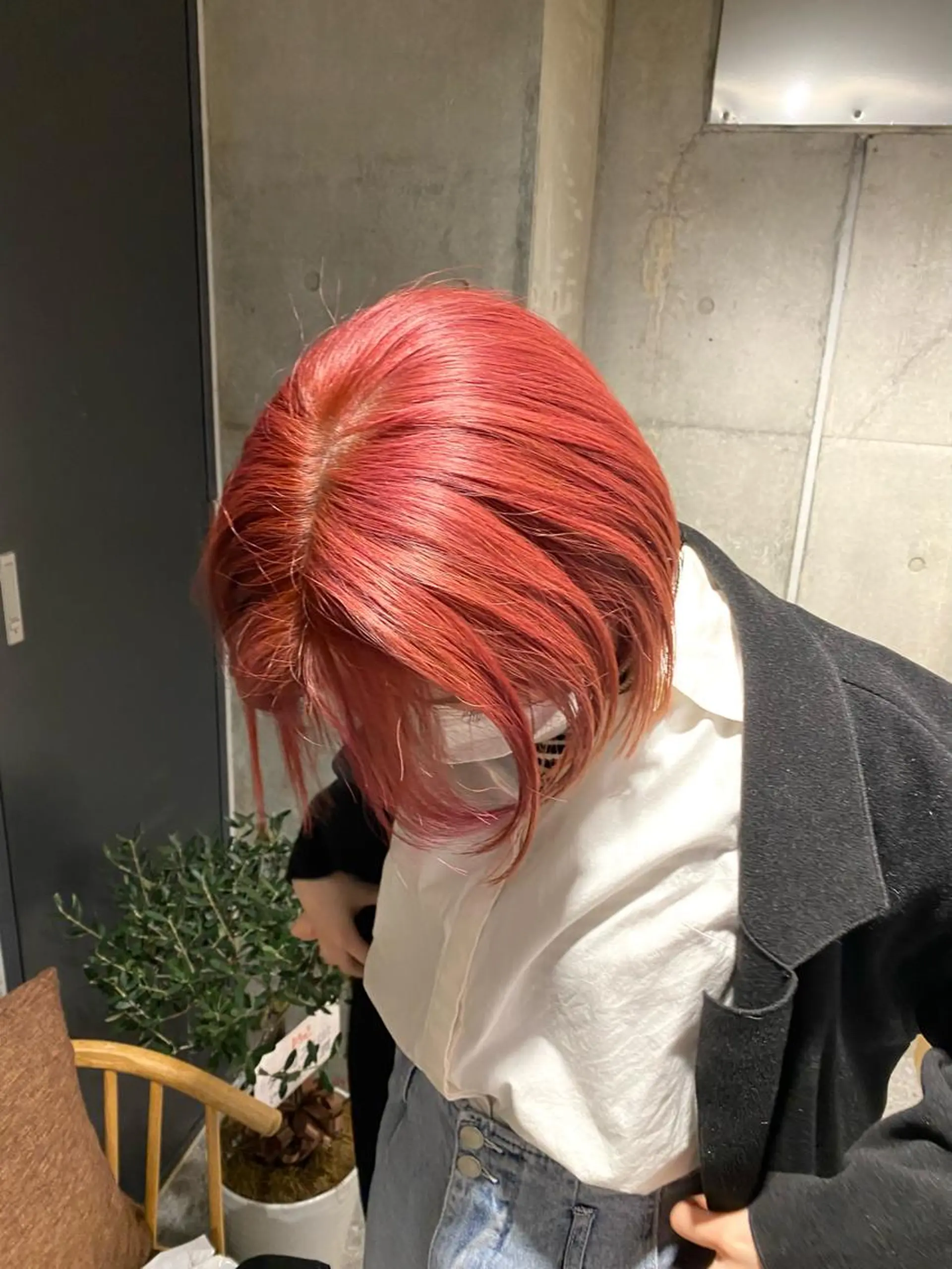 ミディアム カラー オレンジ ピンクカラー レッドカラー Yahiko ハイトーンのヘアスタイル