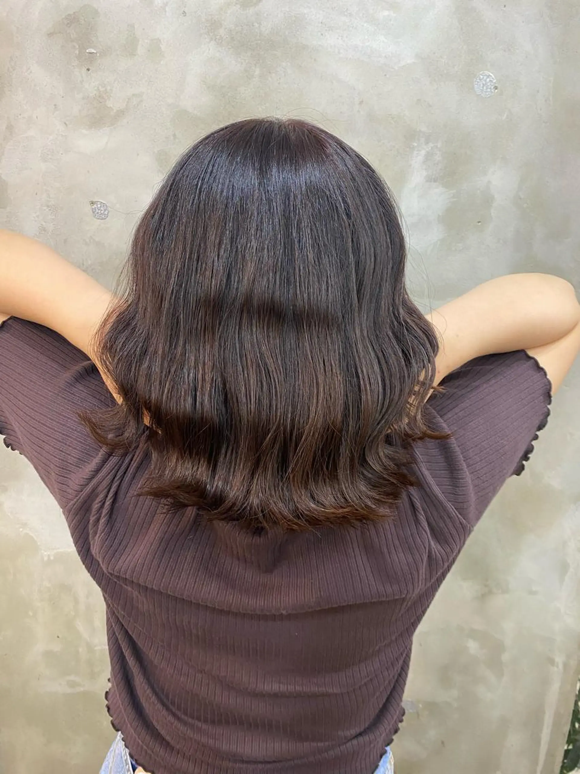 ミディアム カラー ヘアアレンジ ブリーチ ブラウンカラー ブリーチなしカラー オレンジ オレンジブラウン 志賀 あずみのヘアスタイル