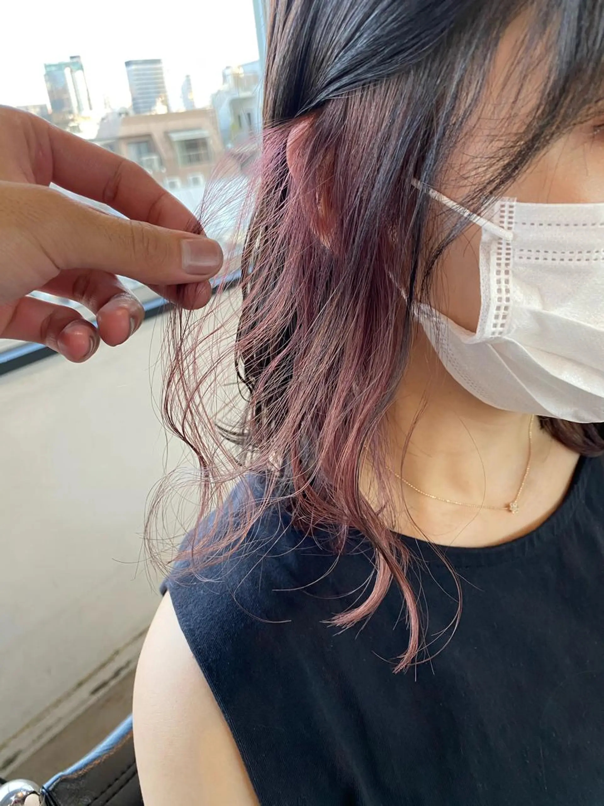 ミディアム カラー ヘアアレンジ ヘアカラー トリートメント 切りっぱなしボブ/ デザインカラー店長のヘアスタイル