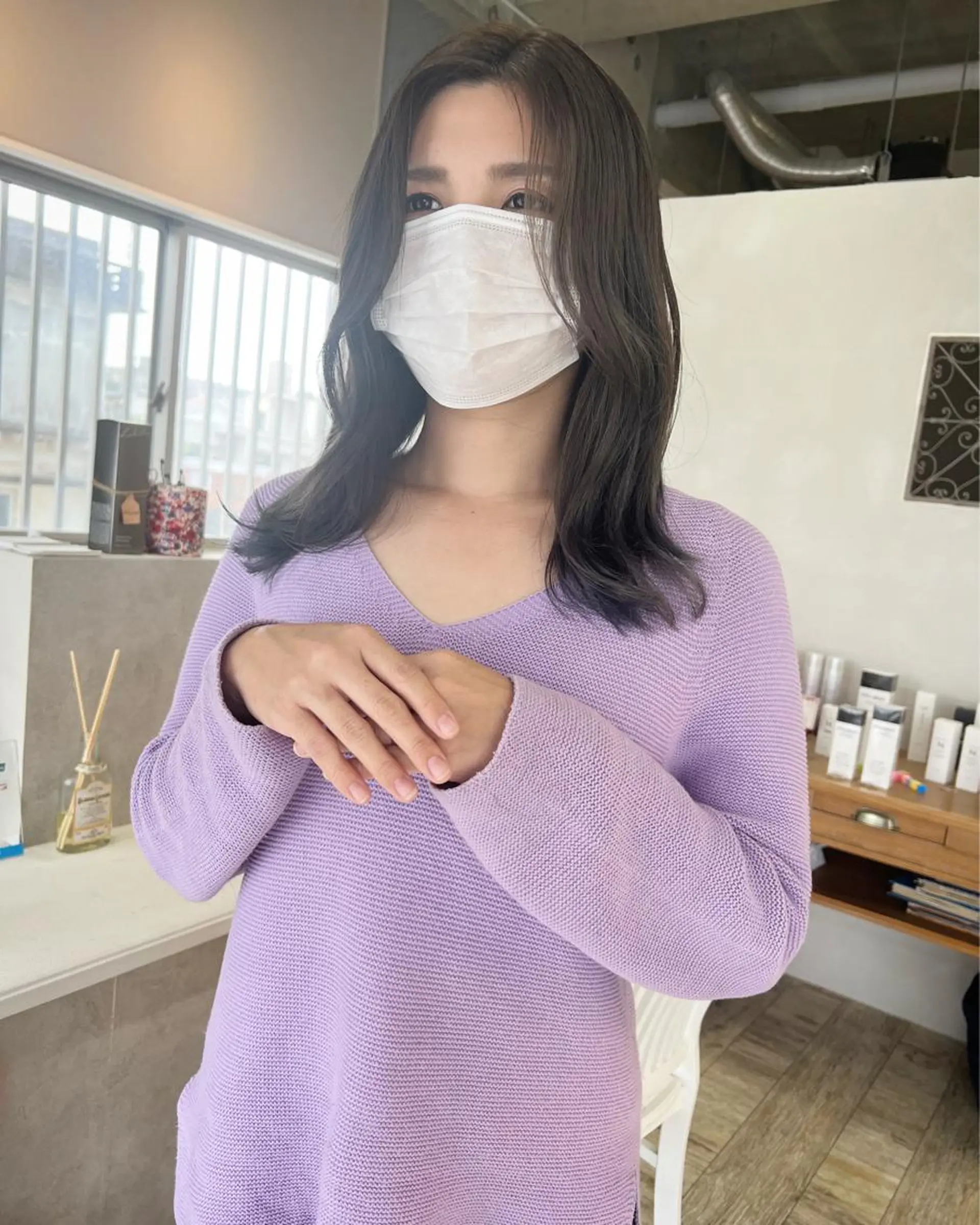 セミロング カラー 韓国風ヘア テトネ タカシのヘアスタイル