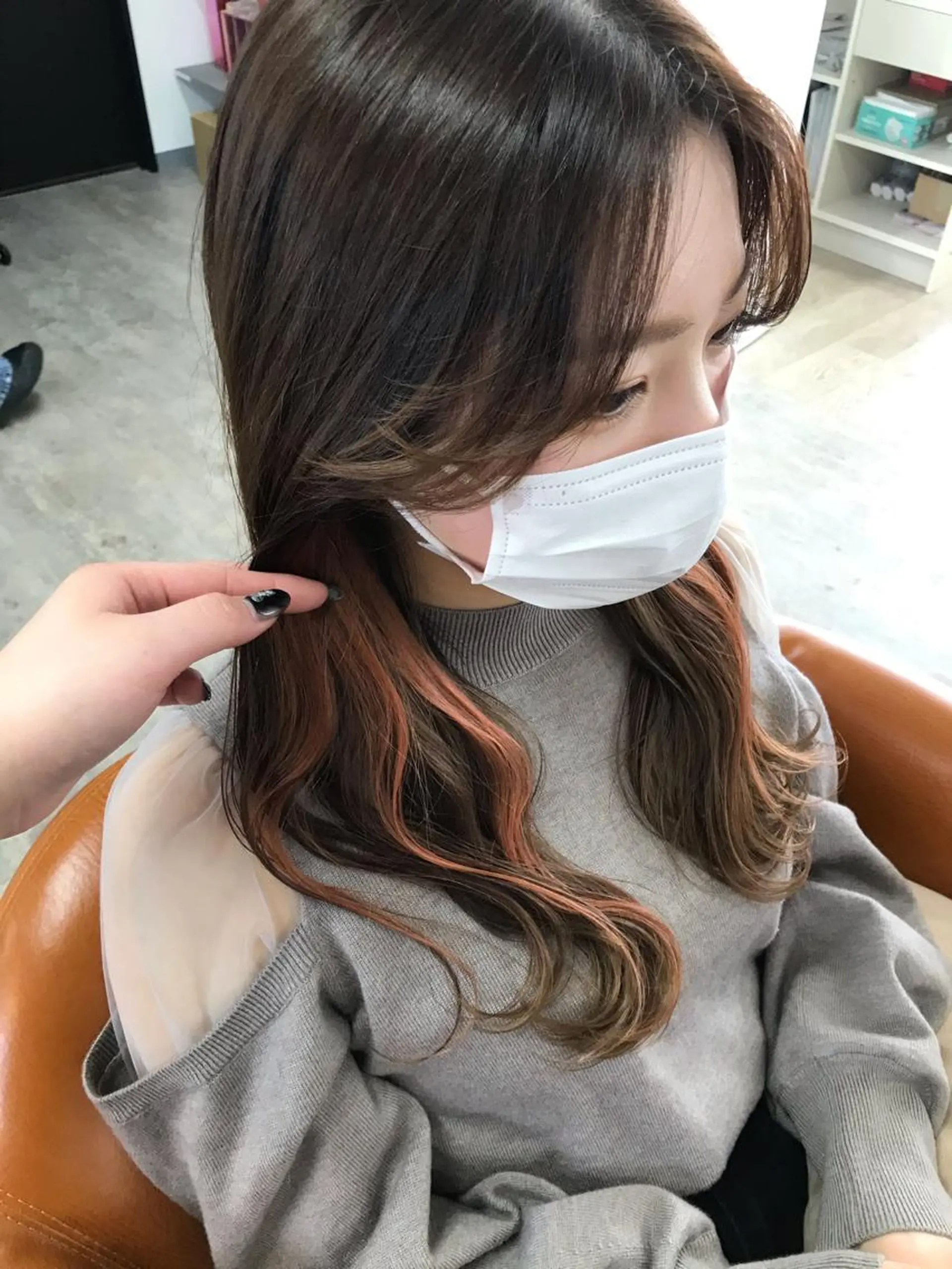 ロング カラー イヤリングカラー オレンジ ヘアカラー 🌙磯野 風香🌙 ReCharme新保のヘアスタイル