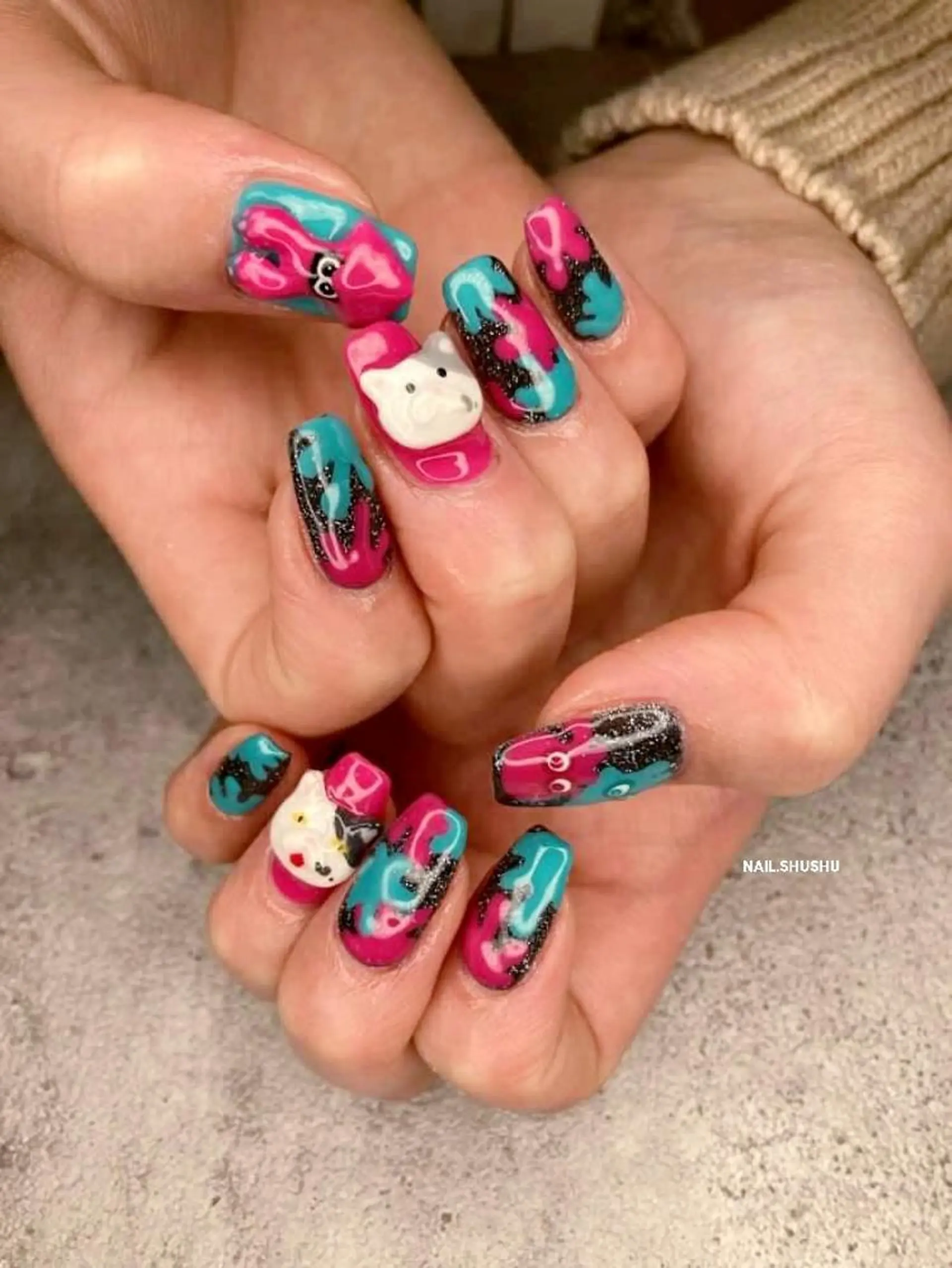 ネイル アートネイル 韓国ネイル 持ち込み ニュアンスネイル シンプルネイル 3dパーツ/流行り 👧shushu❤️のネイルデザイン