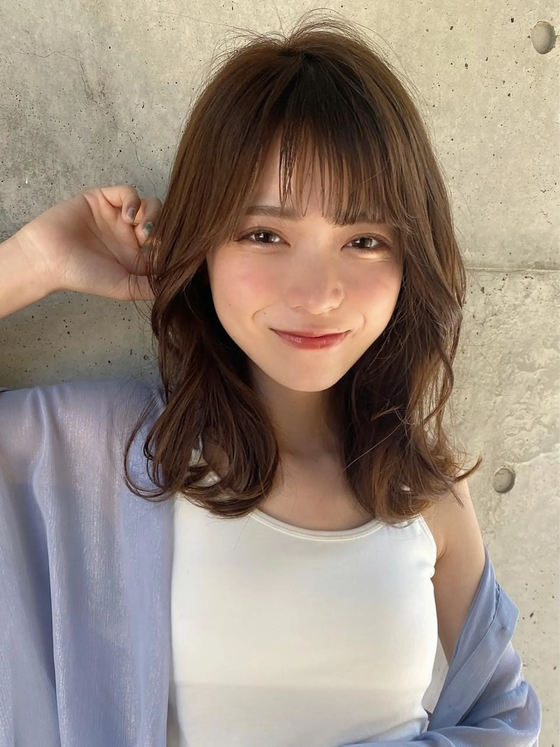 セミロング カラー ベージュカラー ブラウンカラー くびれヘア 髪質改善 縮毛矯正 🧡くびれヘア/前髪 顔周り🧡久原結衣のヘアスタイル