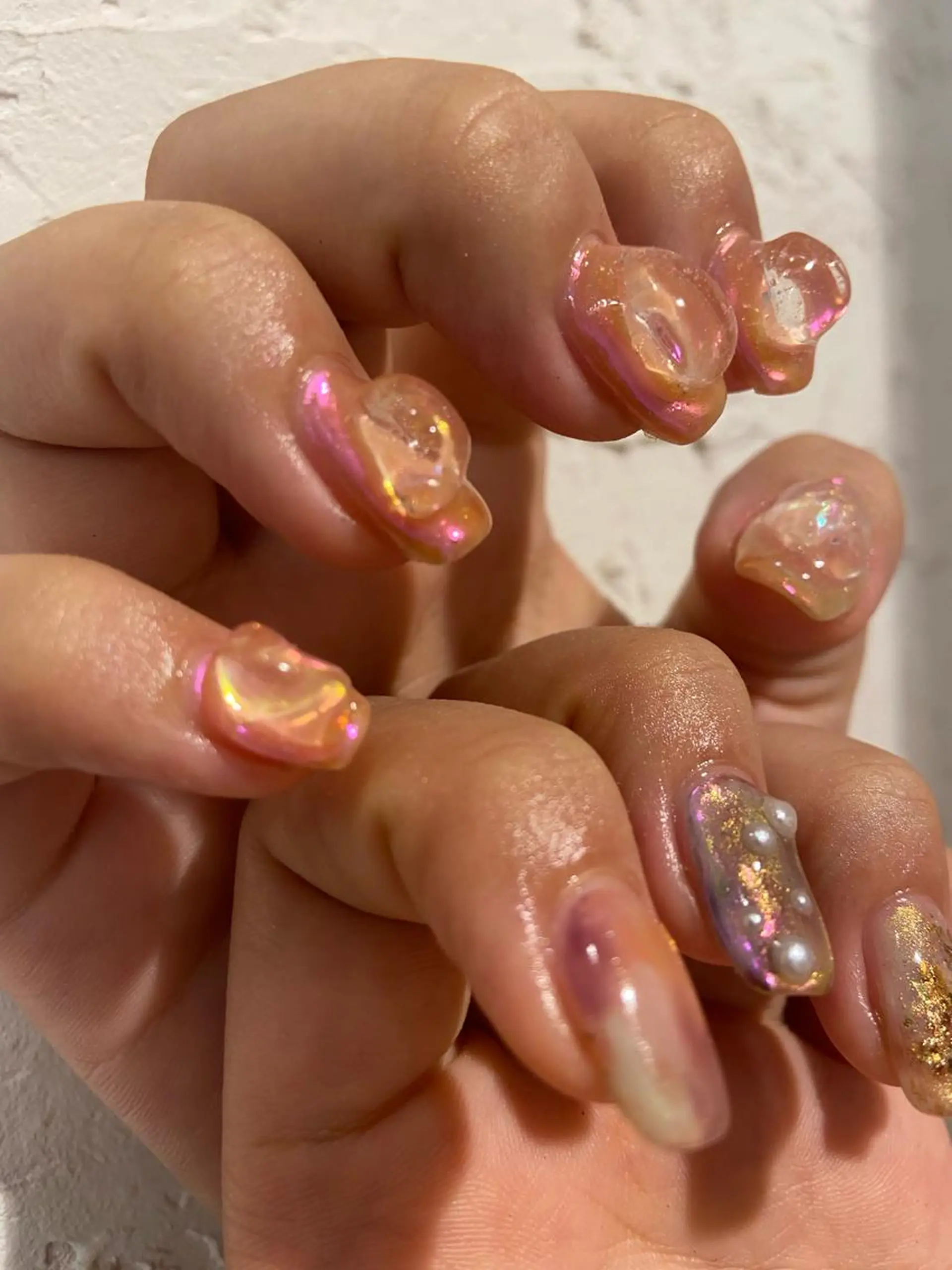 ネイル オーロラネイル 氷ネイル・うるうるネイル . unffのネイルデザイン