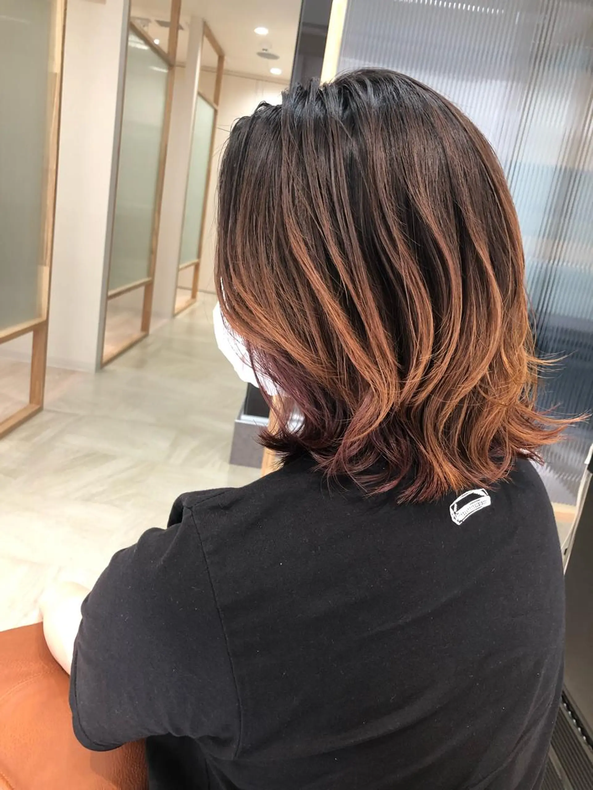 ミディアム カラー グラデーションカラー オレンジ ピンクカラー ✨🌿大人可愛い愛さ れhair🌿✨松本のヘアスタイル