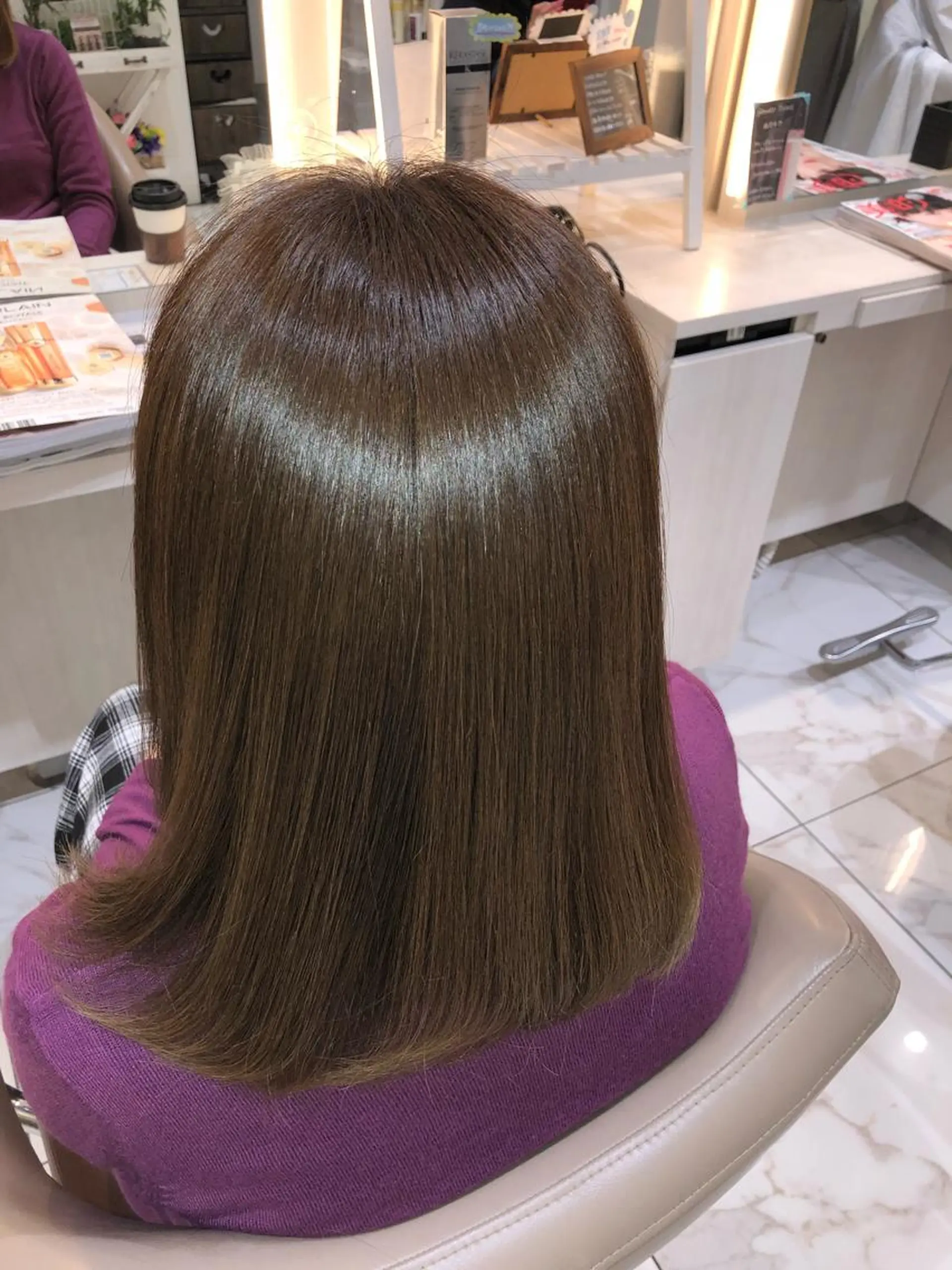 ミディアム カラー ミディアムパーマ 髪質改善 トリートメント 安井　昴 💫ブリーチ縮毛矯正のヘアスタイル