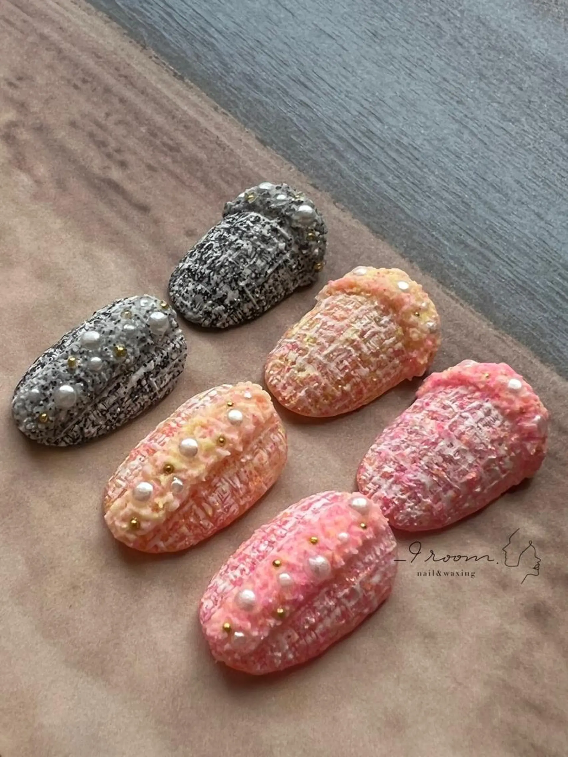 ネイル 春ネイル ツイードネイル _9 room. Yoshimiのネイルデザイン