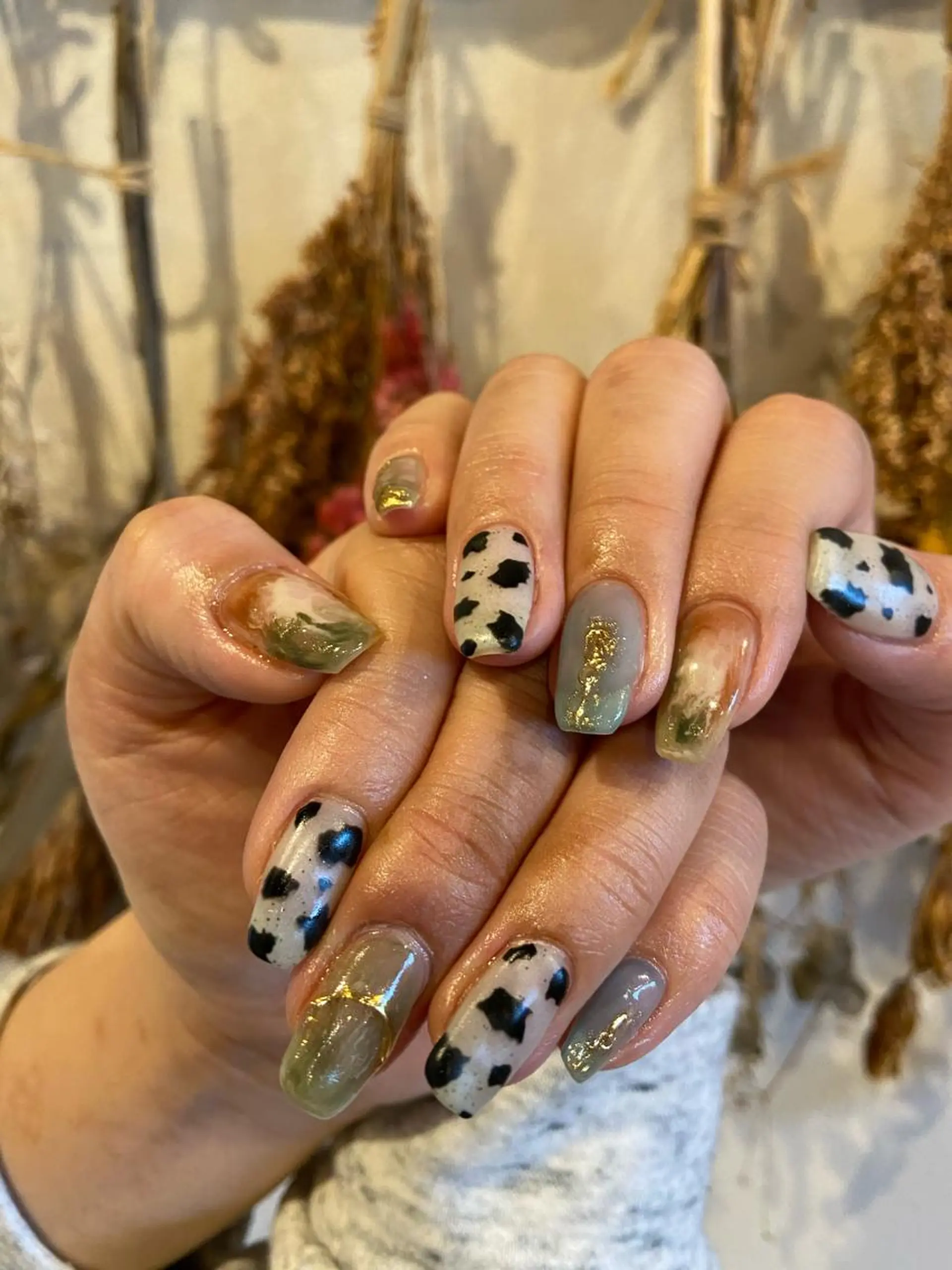 ネイル アニマル柄 アートネイル 韓国ネイル マットネイル ミラーネイル . unffのネイルデザイン