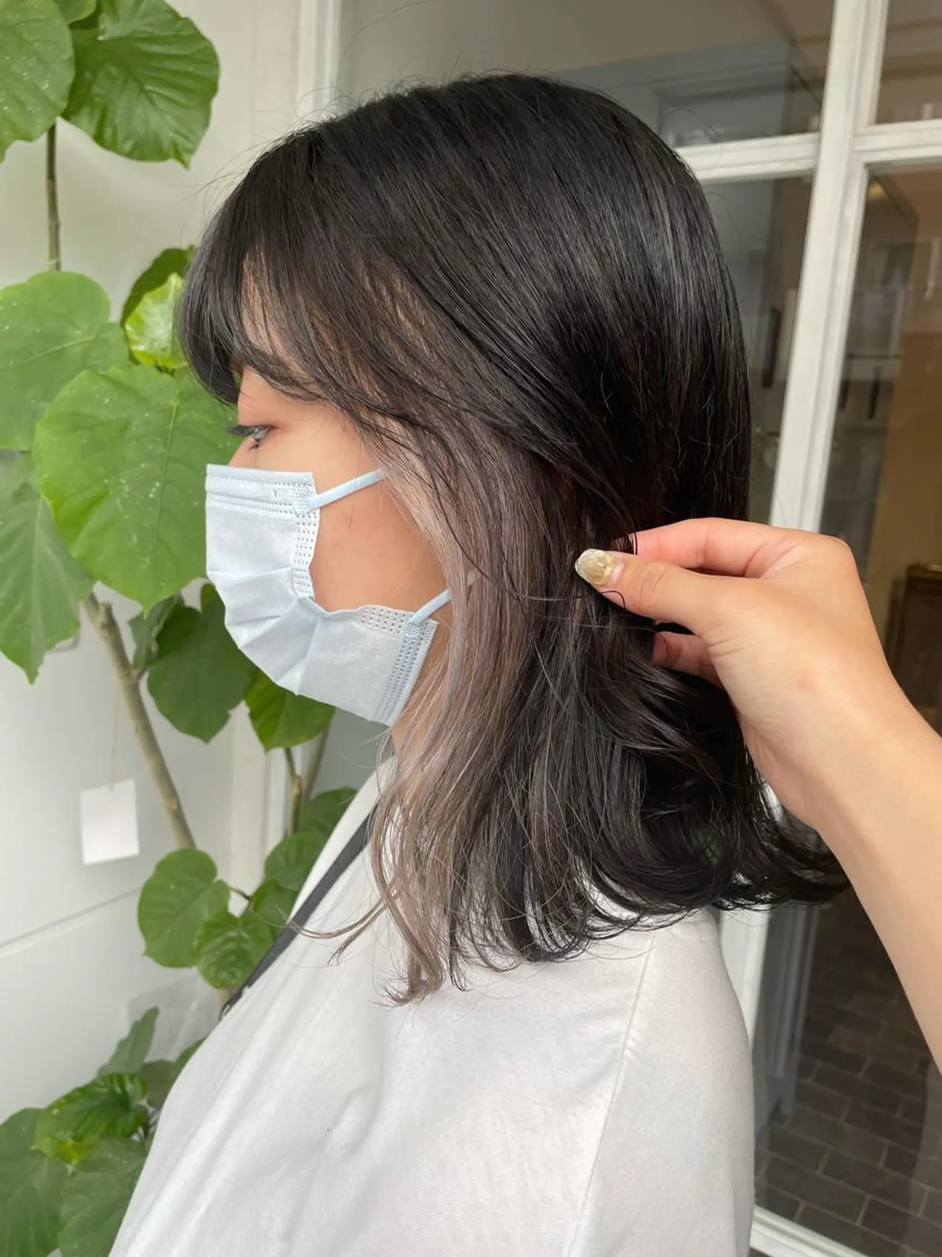 ミディアム カラー ヘアアレンジ ブリーチ グレージュ ヘアカラー たかいわ みきのヘアスタイル