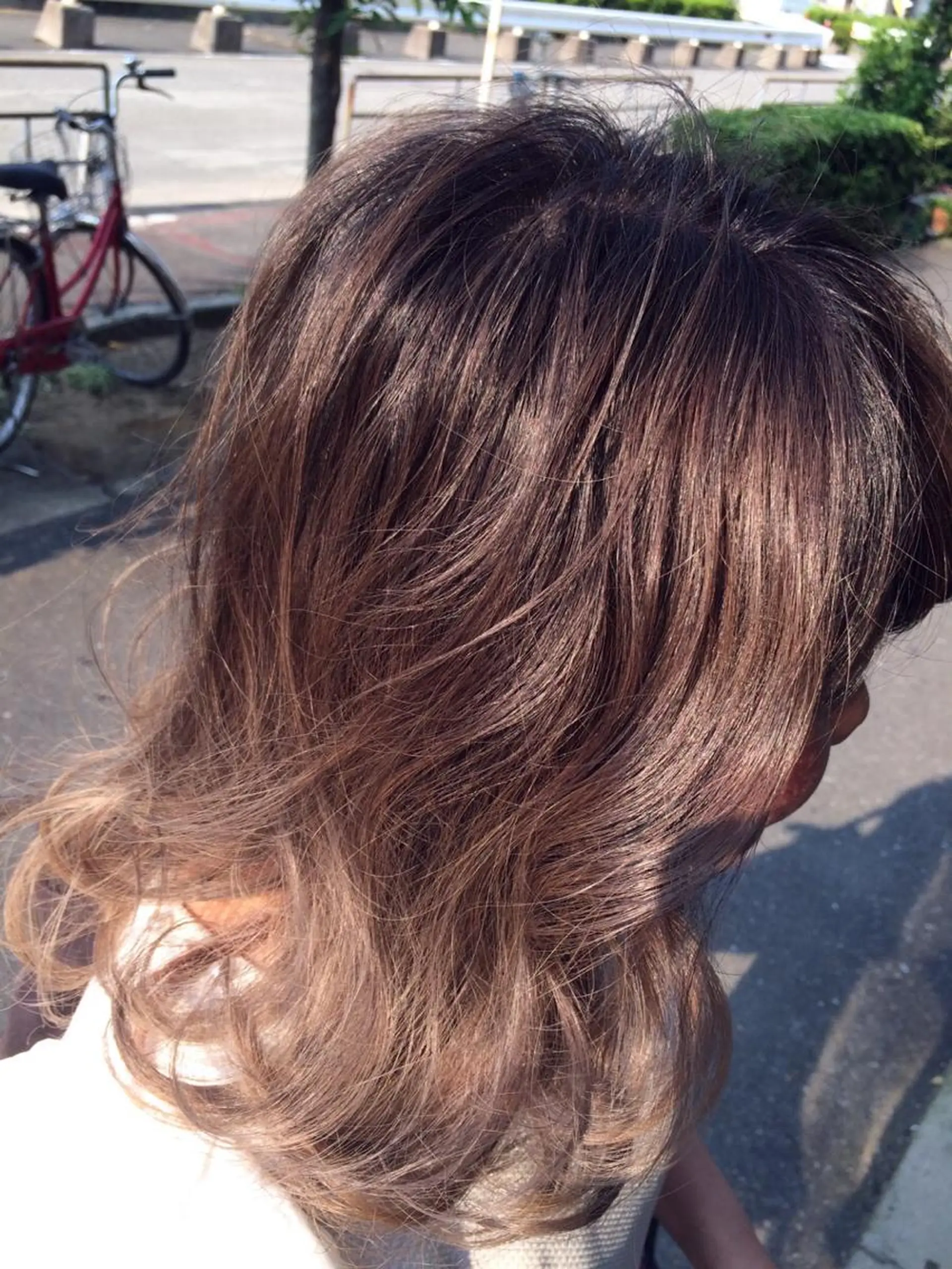 ミディアム アッシュ 外国人風カラー ハイライト Eliss 堀江のヘアスタイル