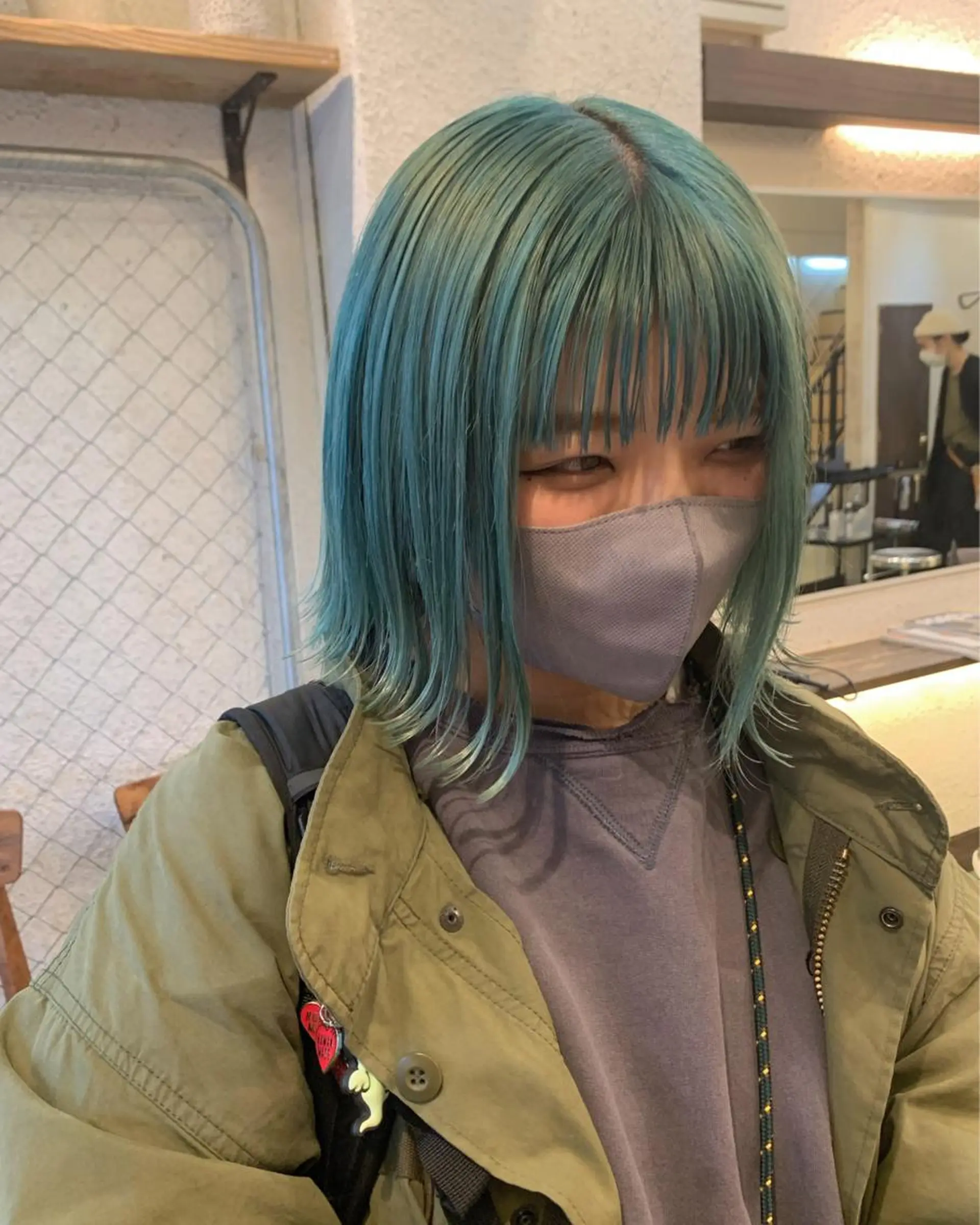 ミディアム カット ヘアカラー トリートメント ブリーチ/ウルフ ハッシュカット/石山のヘアスタイル