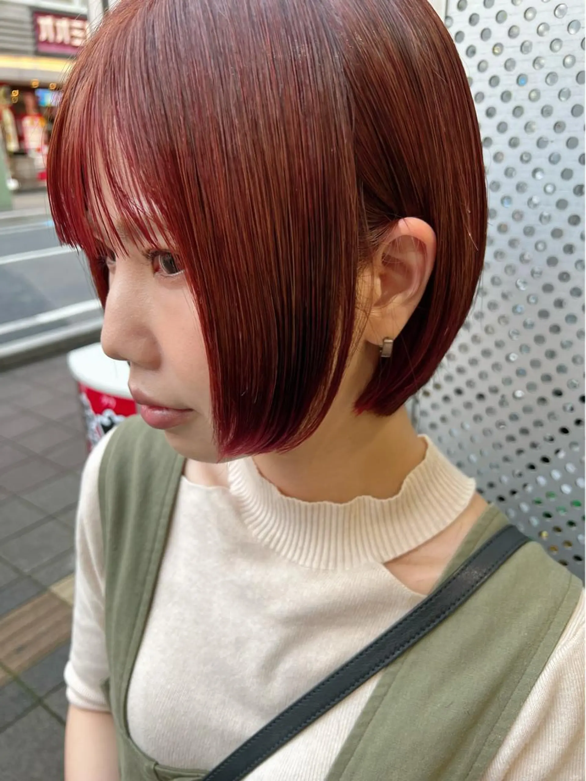 ショート レッドブラウン ボブ 小顔カット モテ髪🌈細矢 森平のヘアスタイル