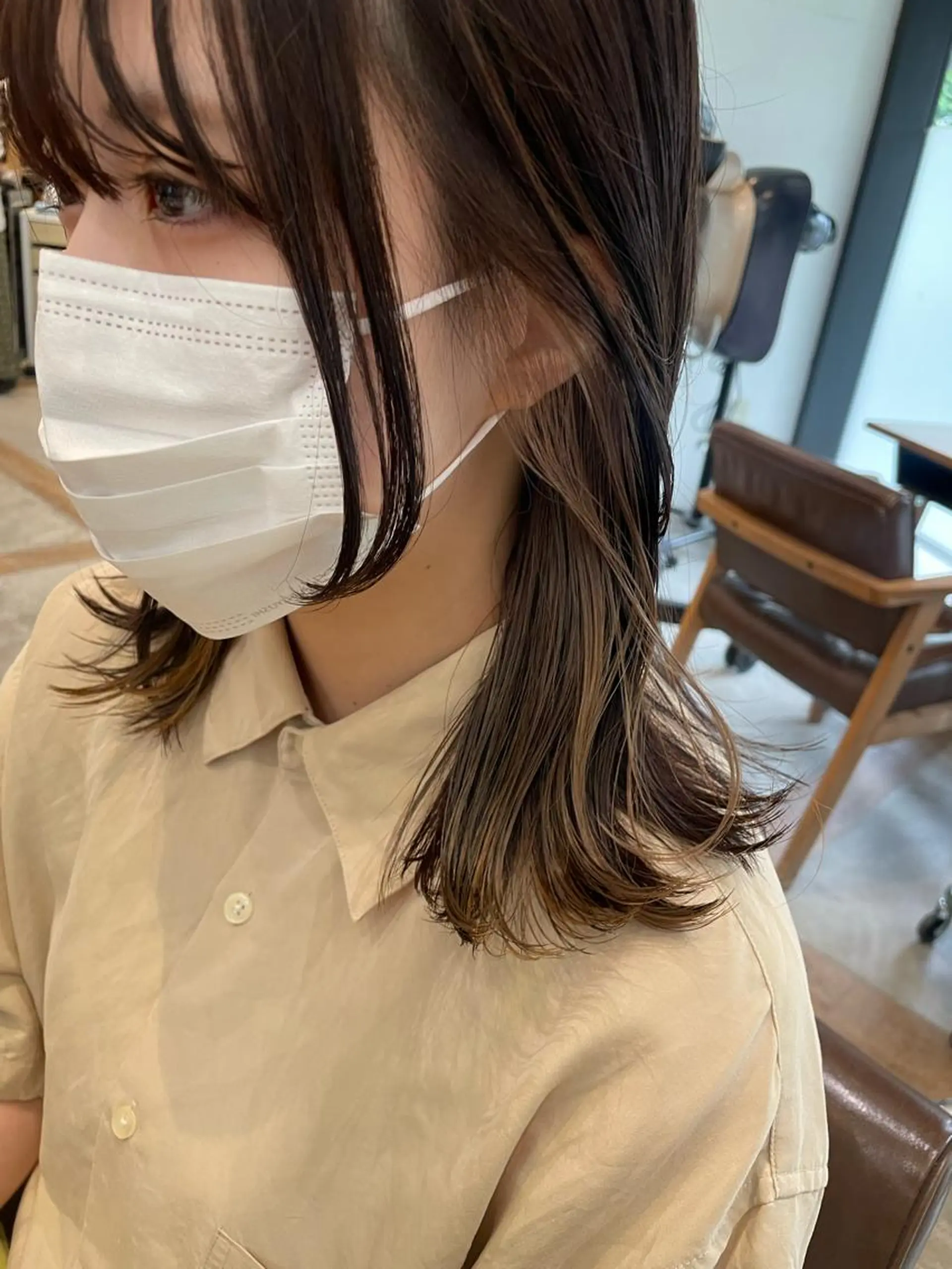 ミディアム カラー ヘアアレンジ ベージュカラー インナーカラー ホワイトベージュ OAK 学芸大学所属・秋葉萌　透明感カラー /レイヤー/ボブ♡のヘアスタイル