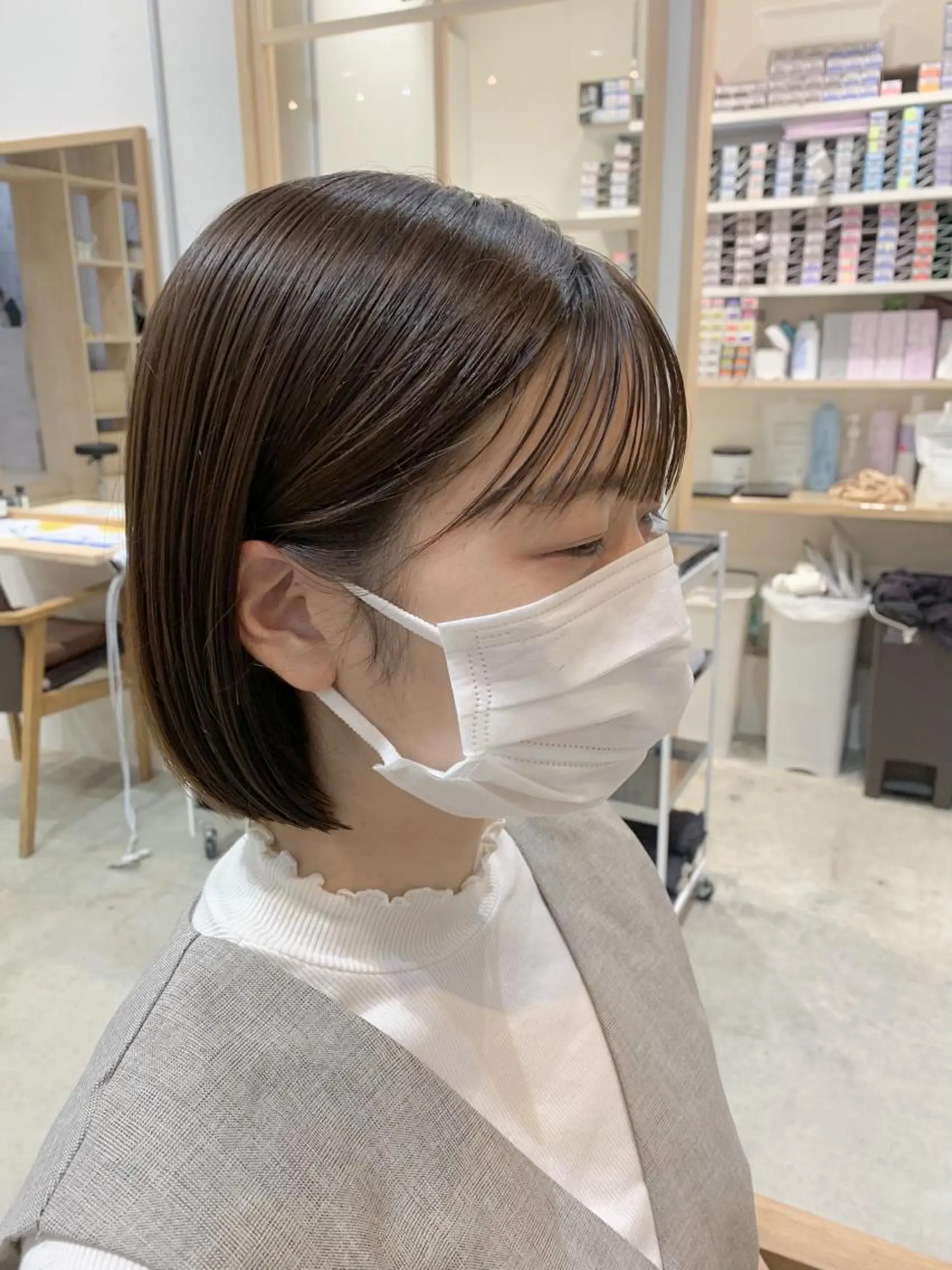 ショート ボブ 似合わせカット シースルーバング サイドバング 小顔カット カット トリートメント ヘッドスパ ヘアセット 顔周りカット/アレン ジ/カラー小野寺紗良のヘアスタイル