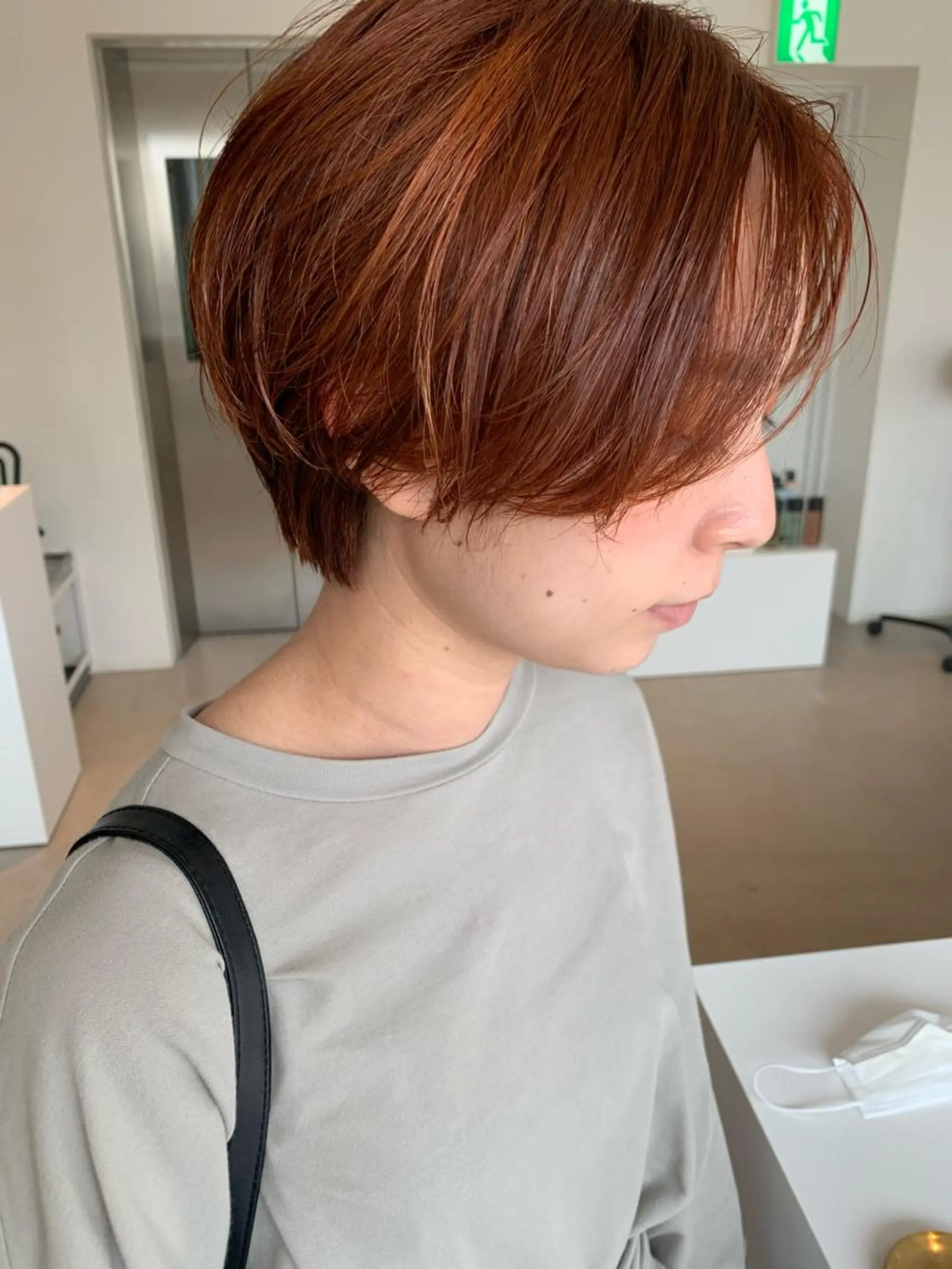 ショート カラー ハンサムショート オレンジ ショートヘア カット ヘアカラー トリートメント ANY／SUE 千葉パーマのヘアスタイル