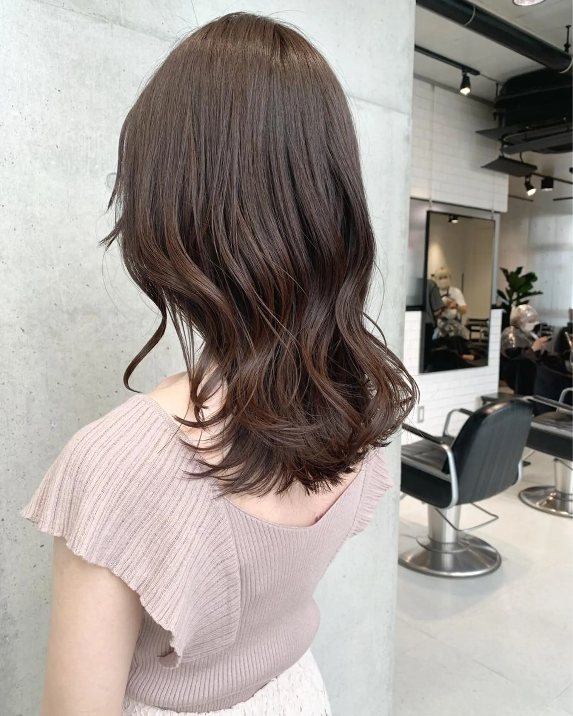 セミロング カラー カット ヘアカラー トリートメント ヘッドスパ ヘアセット 透明感/オリーブ/ グレージュ/YUKAのヘアスタイル