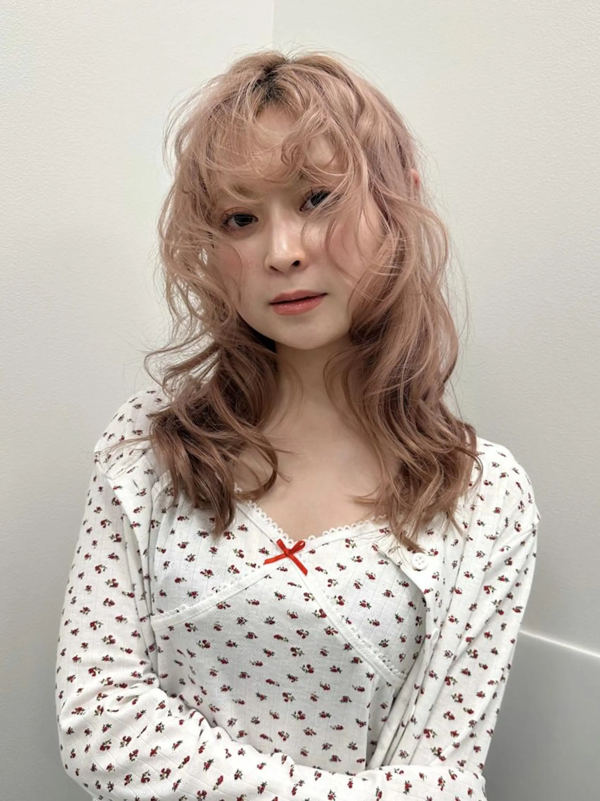 セミロング カラー ベージュカラー ピンクカラー ピンクベージュ 福岡美容室Daisy hairのヘアスタイル