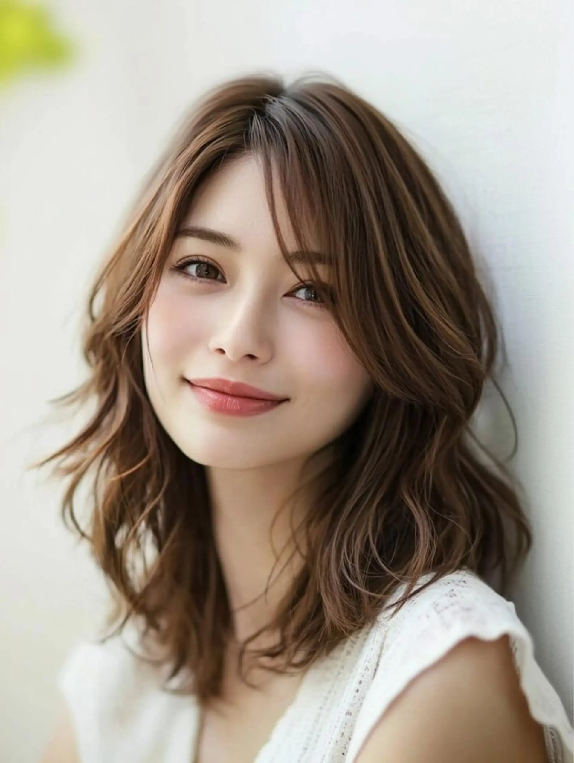 ミディアム ボブ 髪質改善 レイヤーカット 似合わせカット 小顔カット Glimpse中津店 髪質改善/マツエクのヘアスタイル