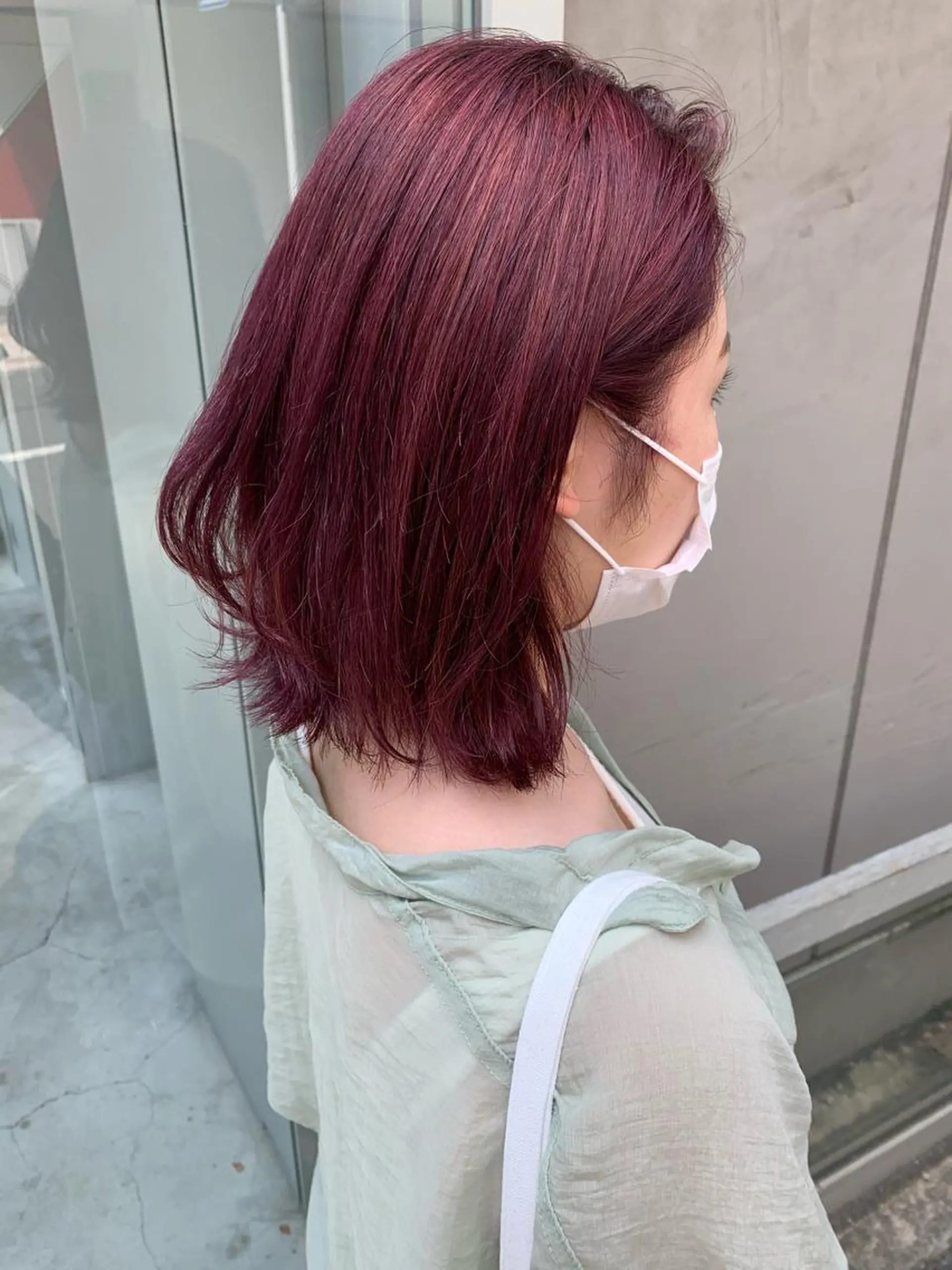 ミディアム カラー ピンクカラー ピンクパープル パープルカラー 大人かわいい💍🤍 ボブ/ショートボブのヘアスタイル