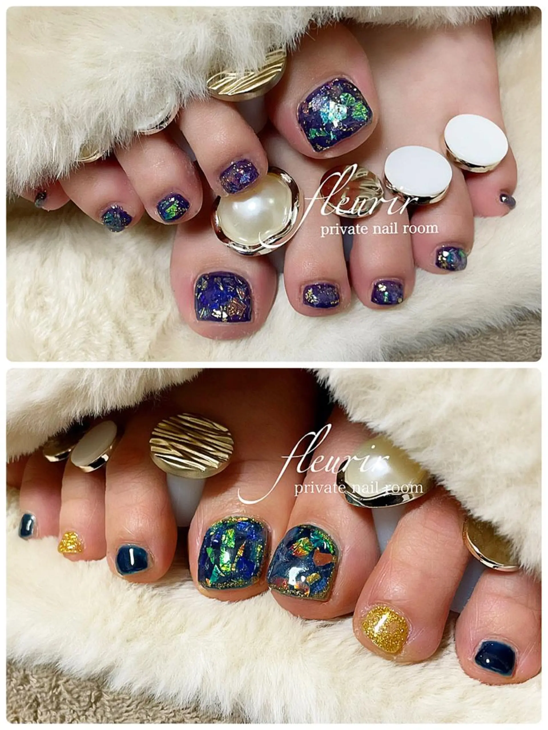 ネイル アートネイル 長さ出し フットネイル ラメ(グリッター) 持ち込み フルリール 【プライベートサロンのネイルデザイン