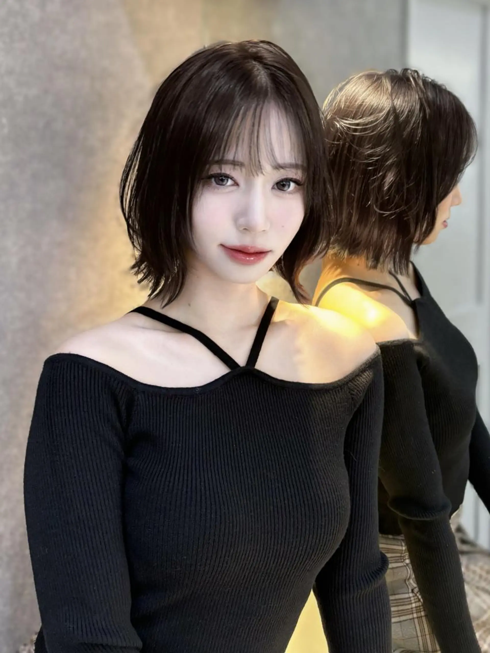 ミディアム カット ヘアカラー トリートメント ロンドガーネット /髪質改善/レイヤーのヘアスタイル